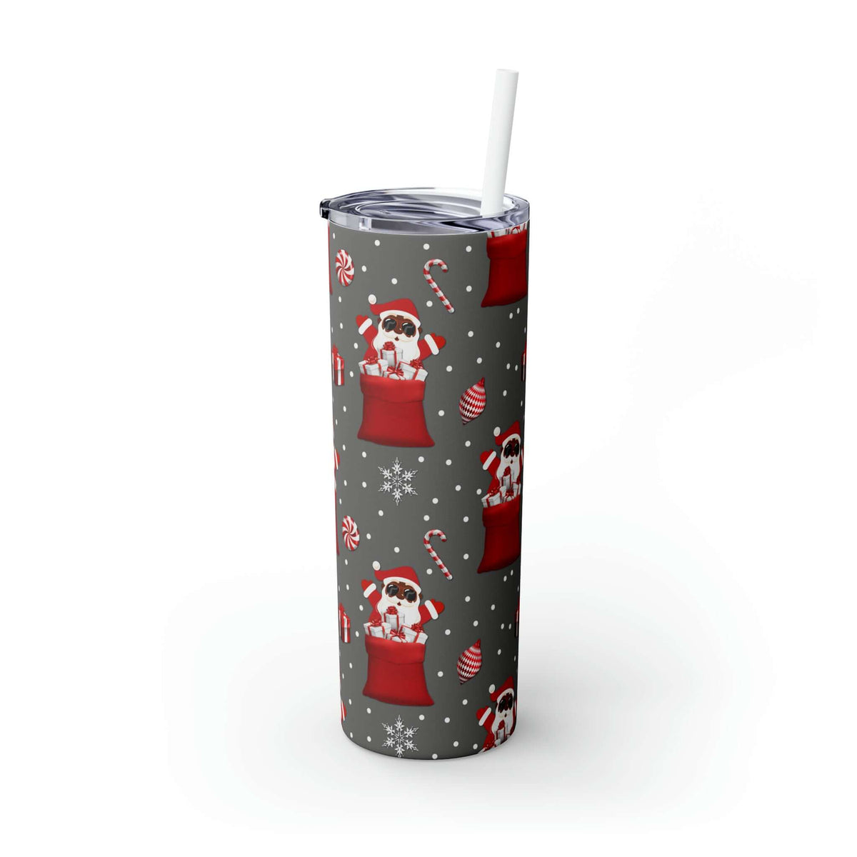 20oz Christmas Black-Santa Skinny Tumbler, Stainless Steel Skinny Tumbler | Best Deals & Free Shipping | Best Deals & Free Shipping | Best Deals & Free Shipping, Brand63