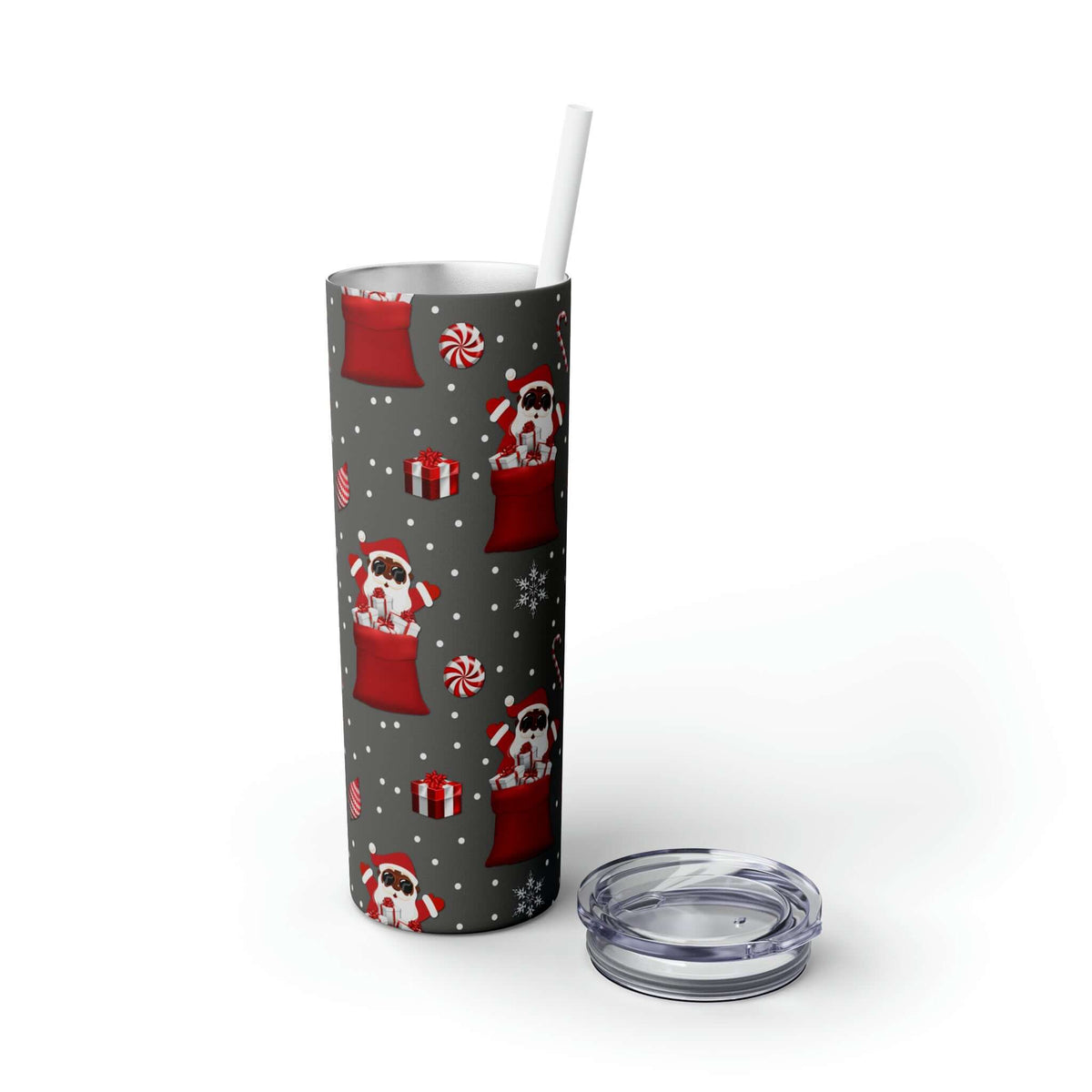 20oz Christmas Black-Santa Skinny Tumbler, Stainless Steel Skinny Tumbler | Best Deals & Free Shipping | Best Deals & Free Shipping | Best Deals & Free Shipping, Brand63