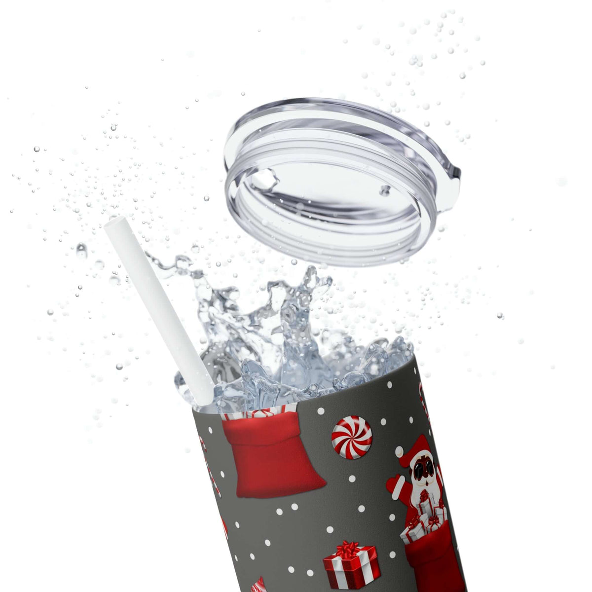 20oz Christmas Black-Santa Skinny Tumbler, Stainless Steel Skinny Tumbler | Best Deals & Free Shipping | Best Deals & Free Shipping | Best Deals & Free Shipping, Brand63