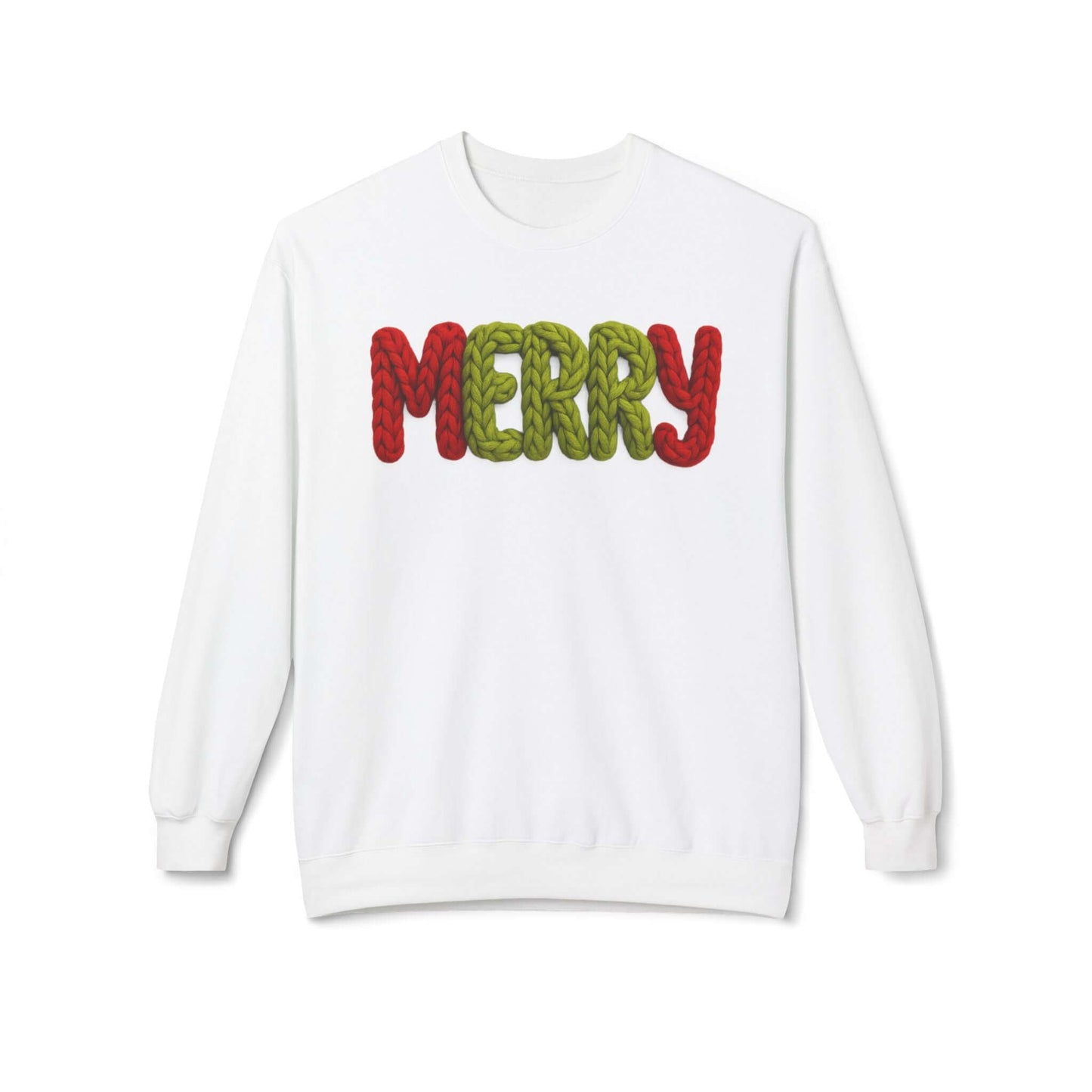2D Faux Yarn Crochet Christmas "Merry" Sweatshirt Vibe, Brand63