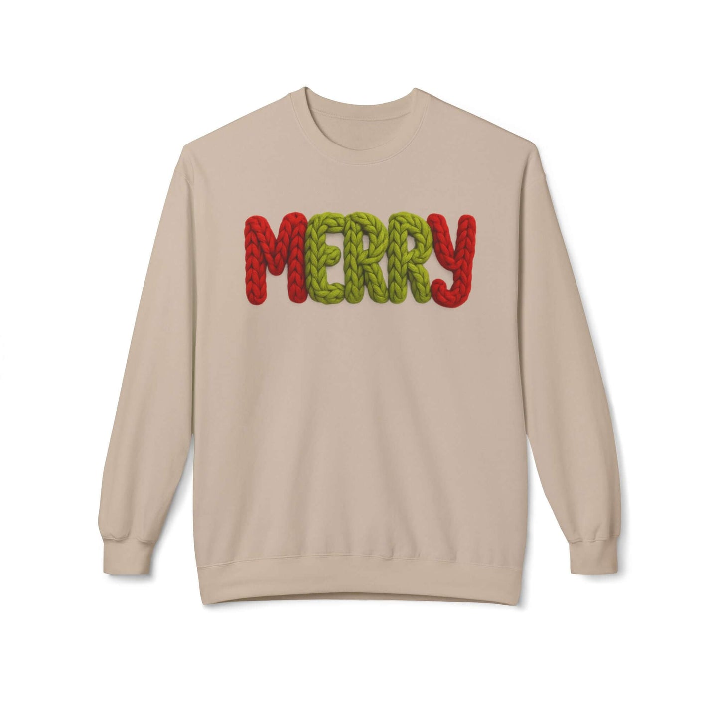 2D Faux Yarn Crochet Christmas "Merry" Sweatshirt Vibe, Brand63