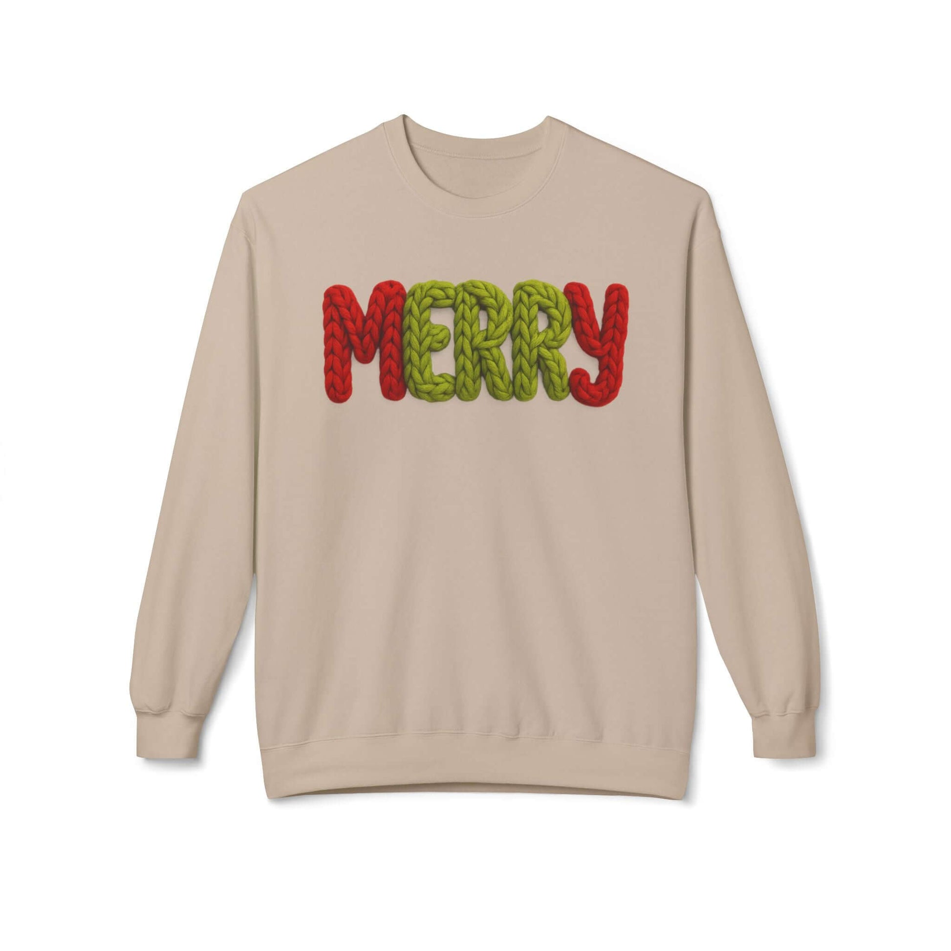 2D Faux Yarn Crochet Christmas "Merry" Sweatshirt Vibe, Brand63