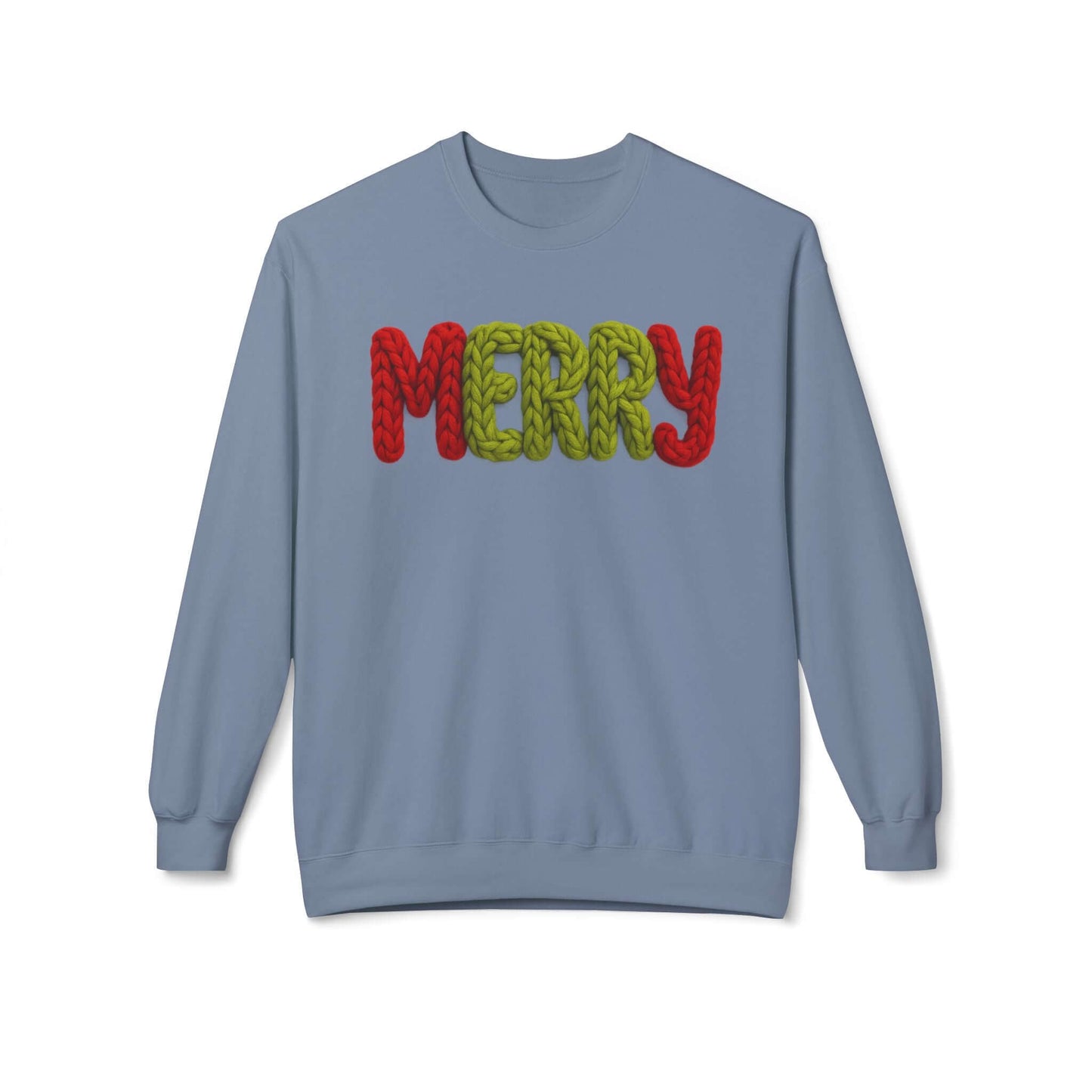 2D Faux Yarn Crochet Christmas "Merry" Sweatshirt Vibe, Brand63