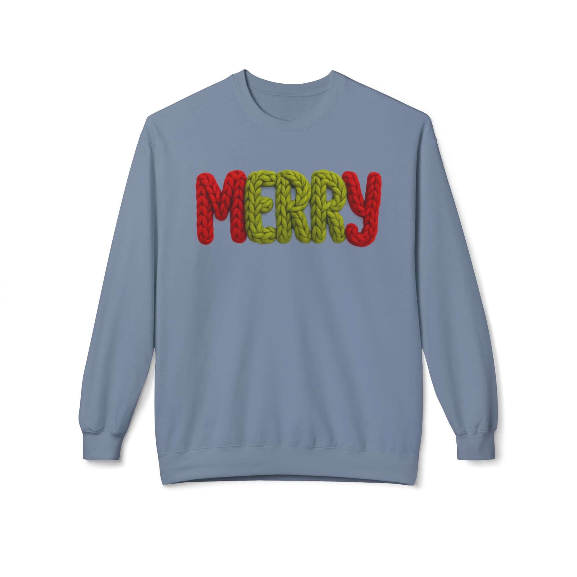 2D Faux Yarn Crochet Christmas "Merry" Sweatshirt Vibe, Brand63