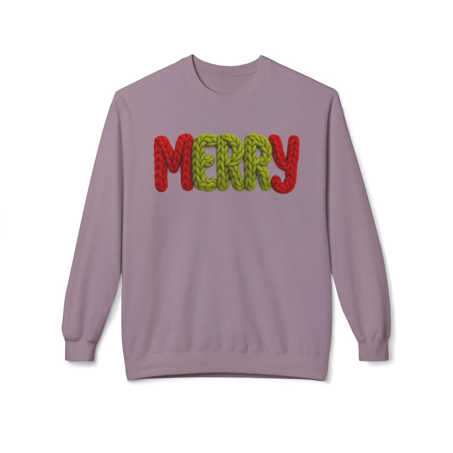 2D Faux Yarn Crochet Christmas "Merry" Sweatshirt Vibe, Brand63