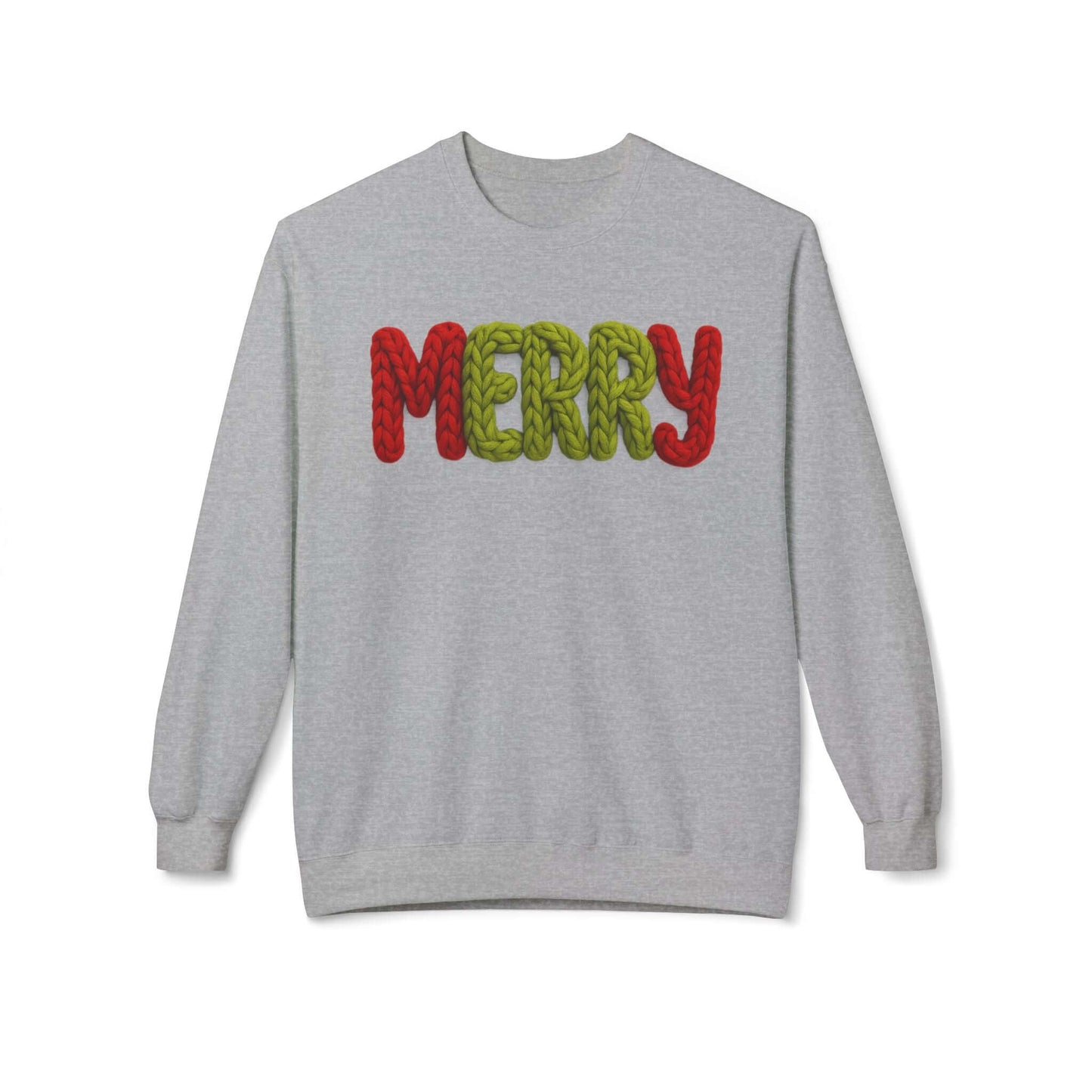 2D Faux Yarn Crochet Christmas "Merry" Sweatshirt Vibe, Brand63