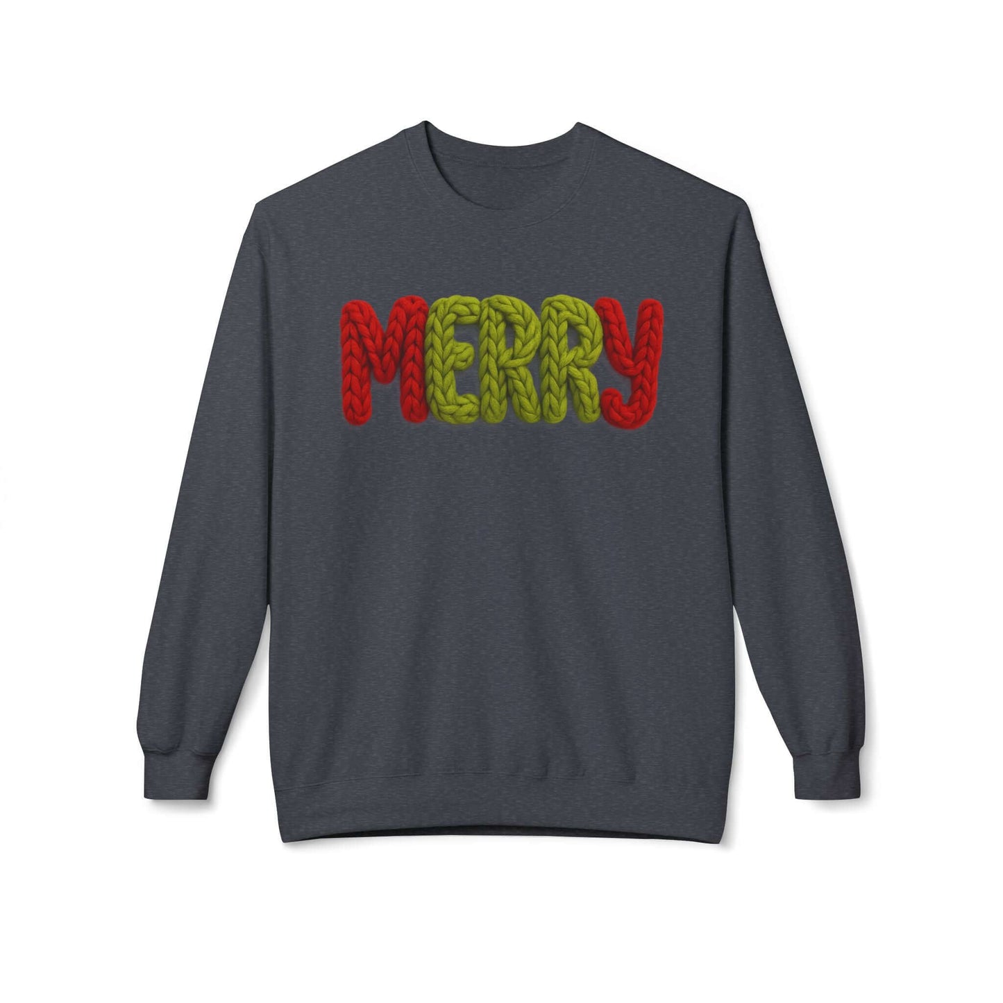 2D Faux Yarn Crochet Christmas "Merry" Sweatshirt Vibe, Brand63