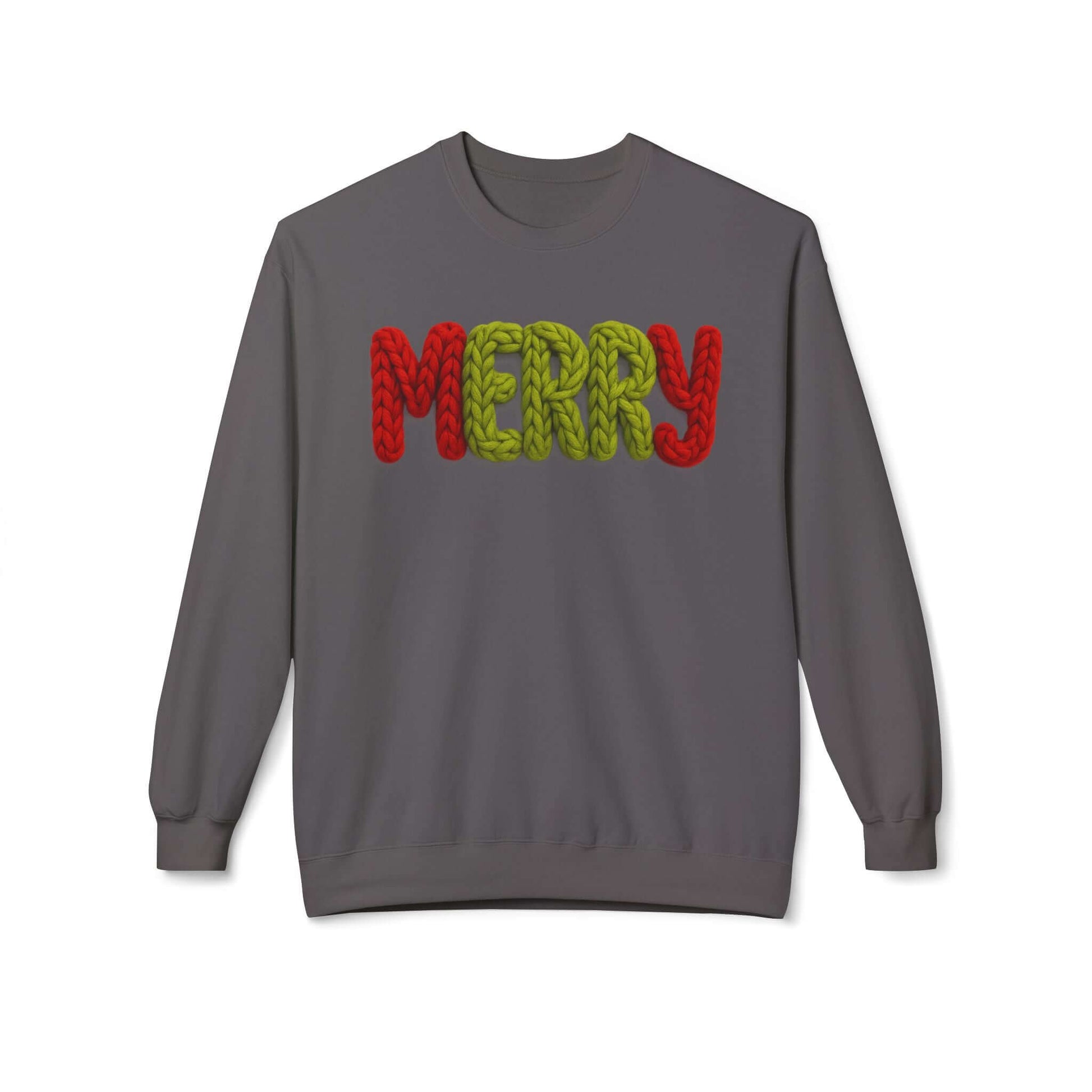 2D Faux Yarn Crochet Christmas "Merry" Sweatshirt Vibe, Brand63