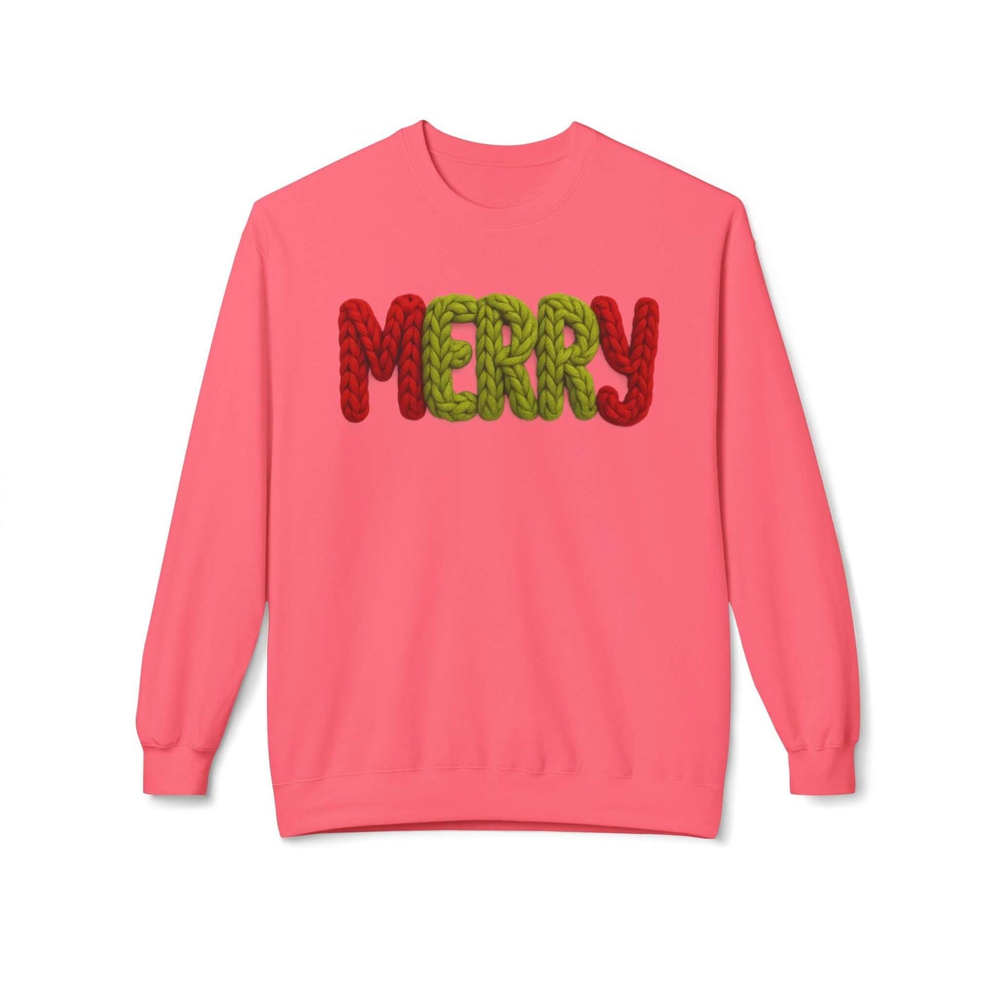 2D Faux Yarn Crochet Christmas "Merry" Sweatshirt Vibe, Brand63