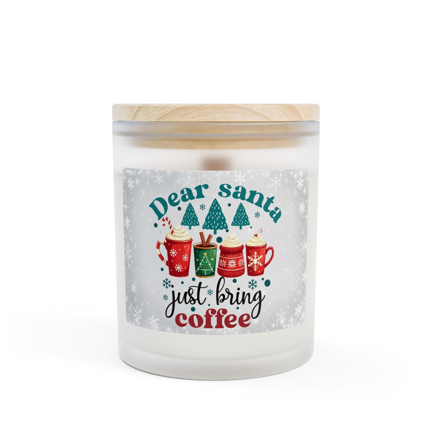 Coffee Lovers Frosted Glass Christmas Candle — 11oz