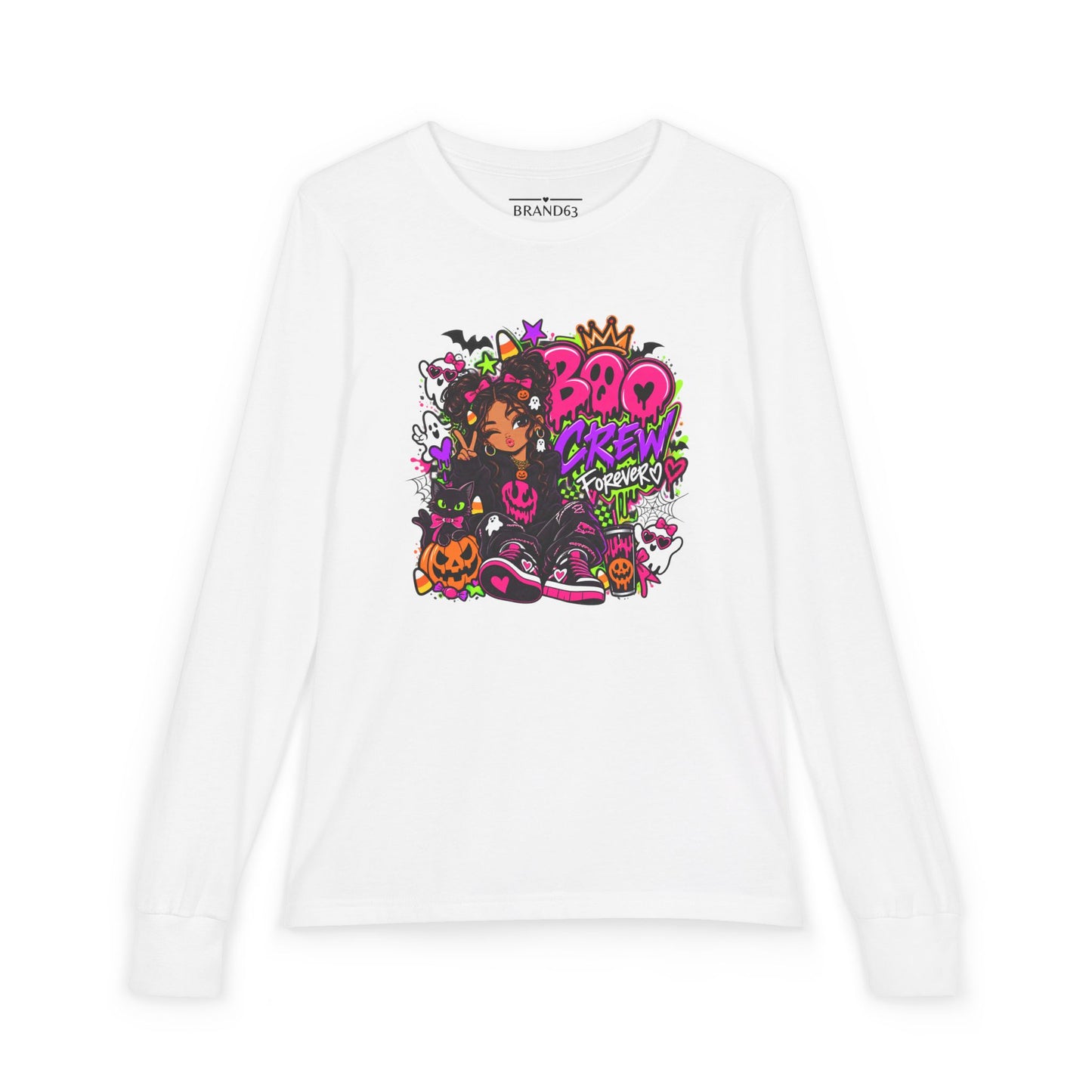 Youth Girls Cute Halloween Long Sleeve Tee