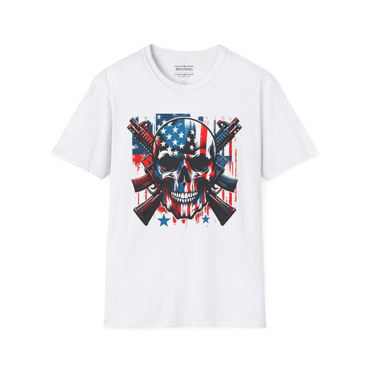 4th Of July Men's Patriotic Skull & Guns T-Shirt, Brand63