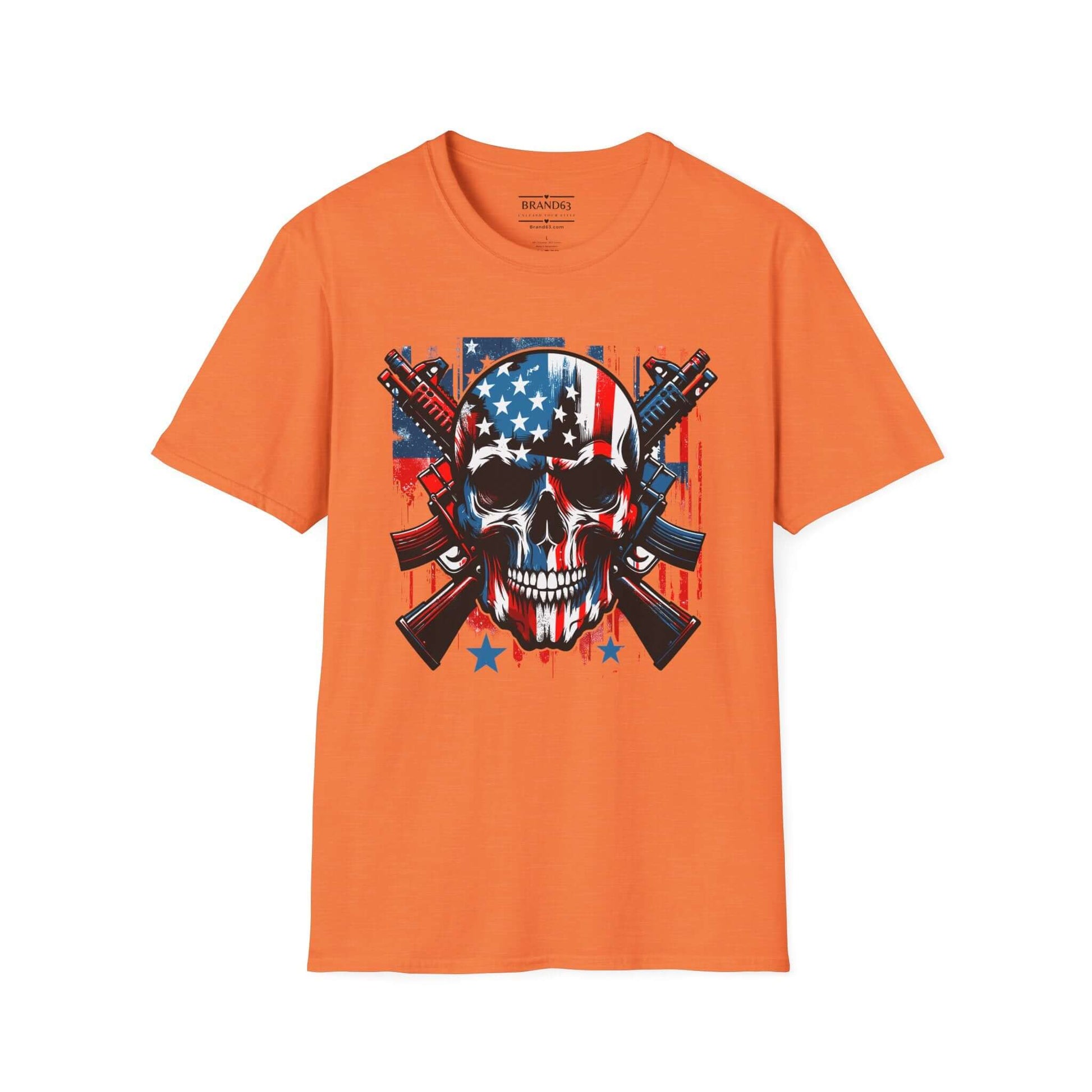 4th Of July Men's Patriotic Skull & Guns T-Shirt, Brand63