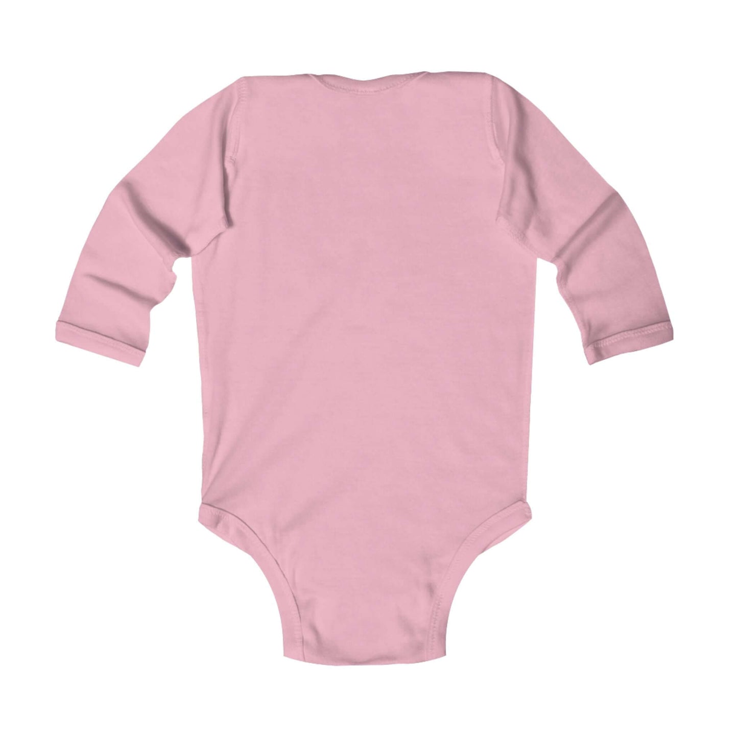 Back view of Daddy's Valentine Infant Long Sleeve Bodysuit in soft pink color, perfect for Valentine's Day.