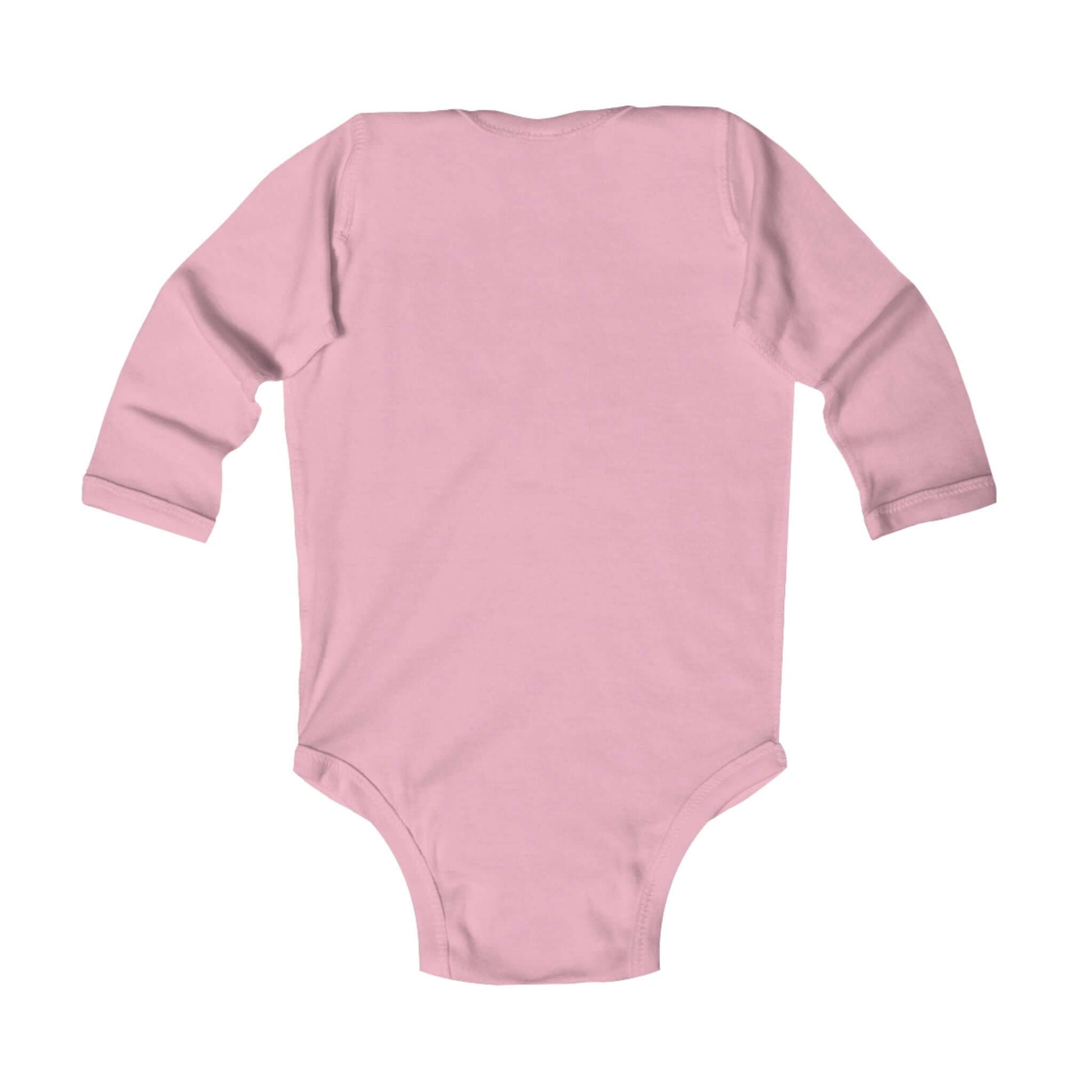 Back view of Daddy's Valentine Infant Long Sleeve Bodysuit in soft pink color, perfect for Valentine's Day.