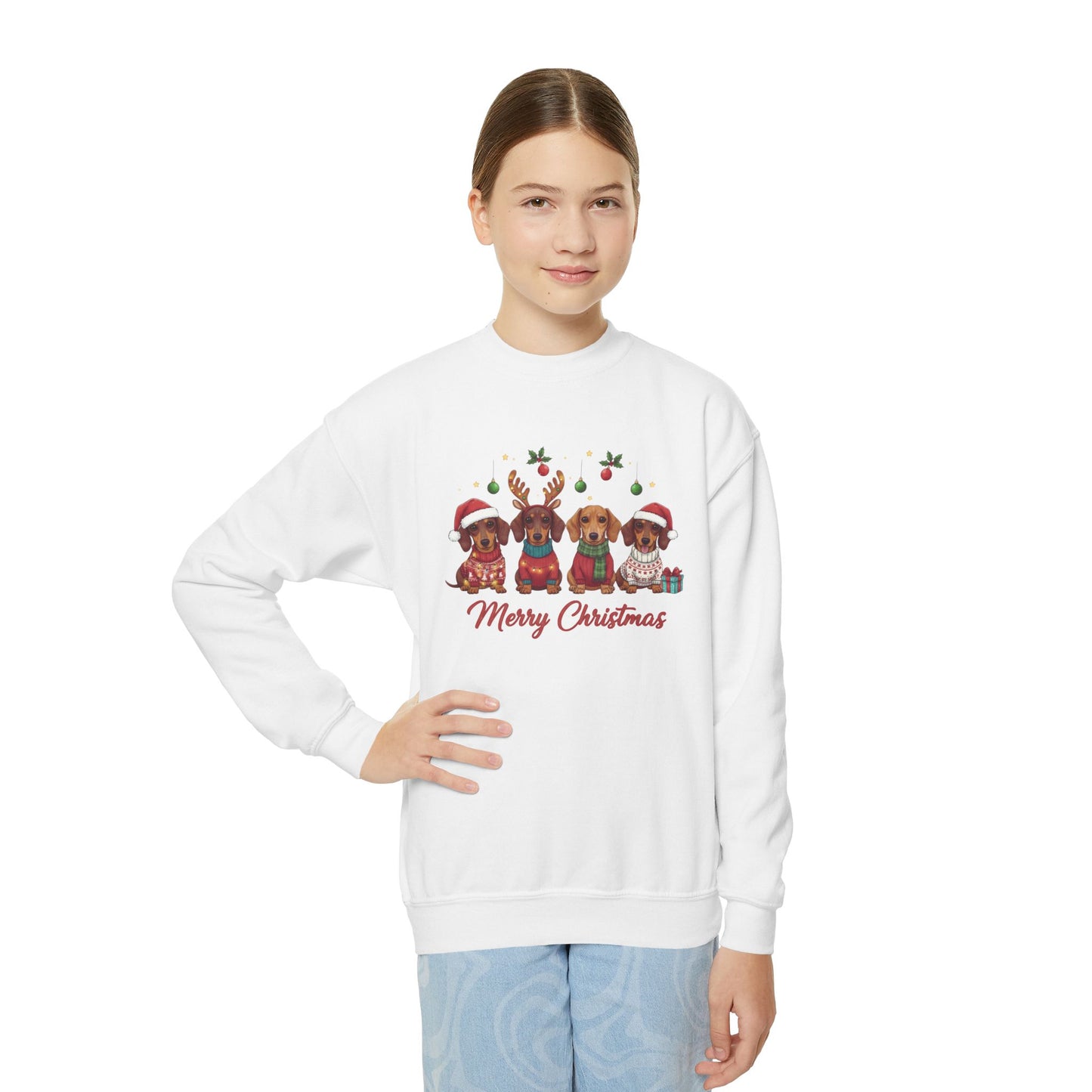 Christmas Puppy Love Youth Crewneck Sweatshirt