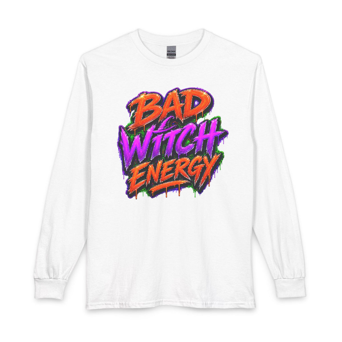 Bad Witch Energy Long Sleeve Shirt — Neon Halloween Witchy Tee
