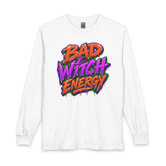 Bad Witch Energy Long Sleeve Shirt — Neon Halloween Witchy Tee