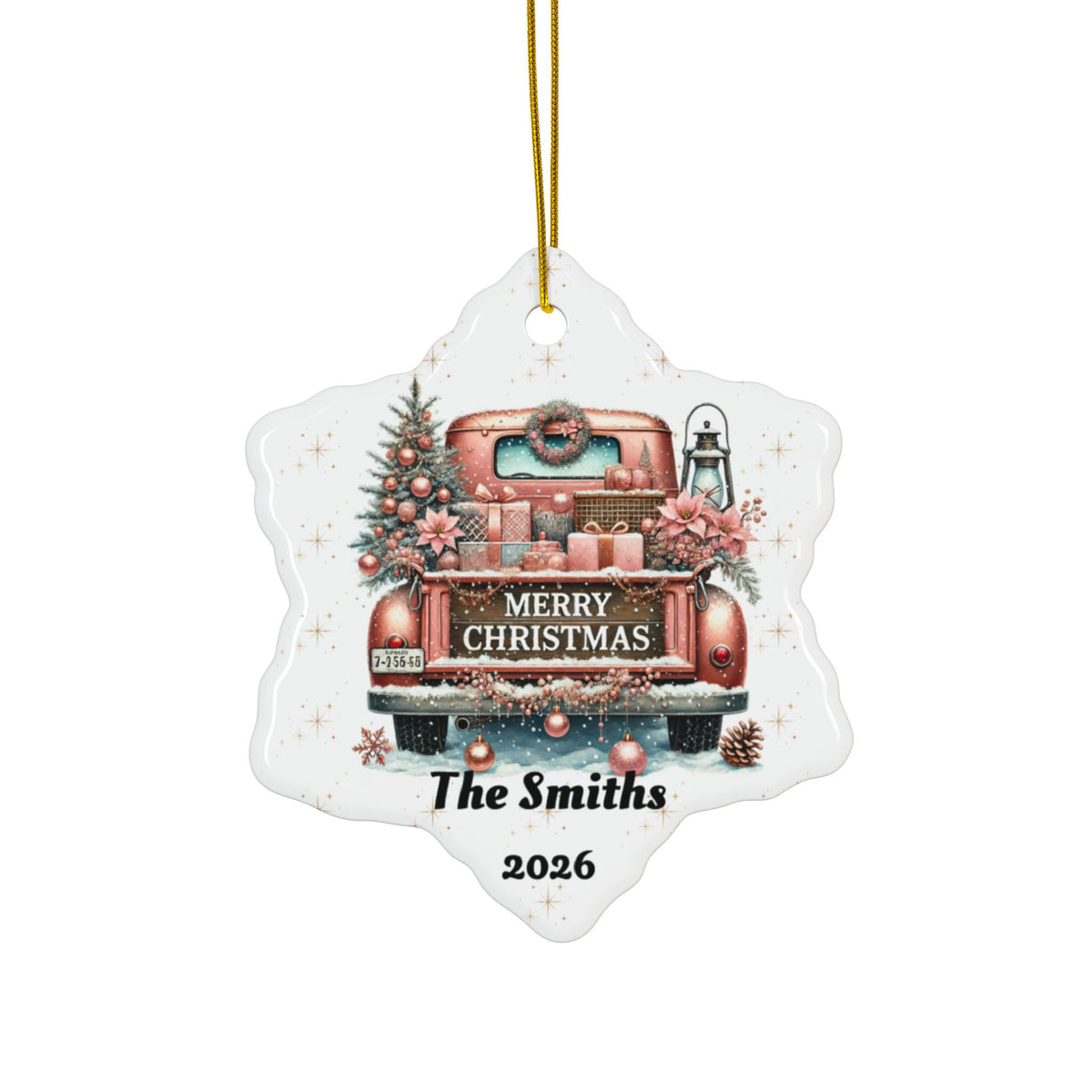 Personalized Old Fashion Christmas Ornament Set (5pcs, 10pcs) -Rose Gold
