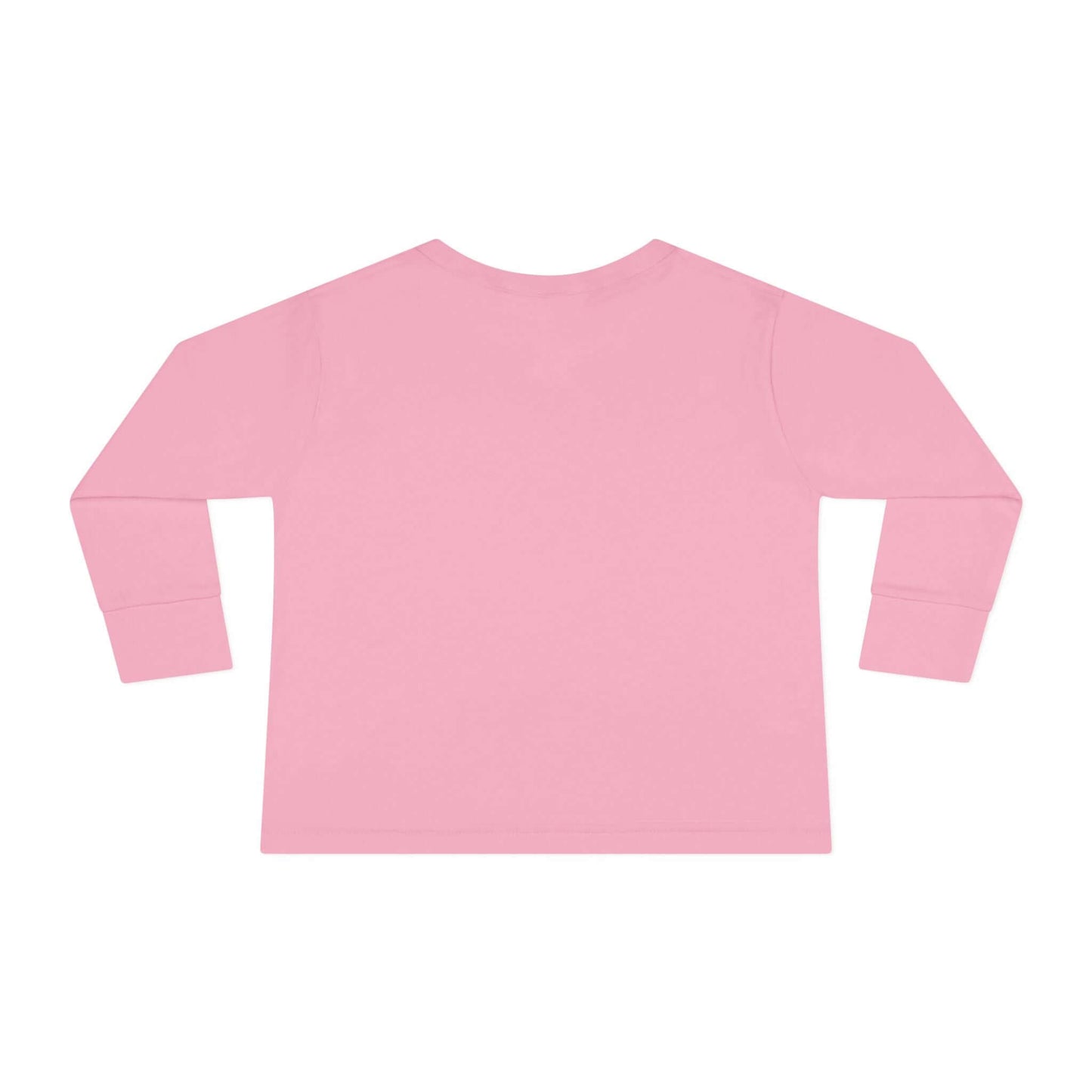 Back view of Daddy's Valentine Toddler Long Sleeve Tee in pink, showcasing its simple design and comfortable fit.