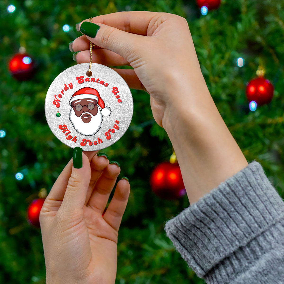 Nerdy Santa Christmas Ornament