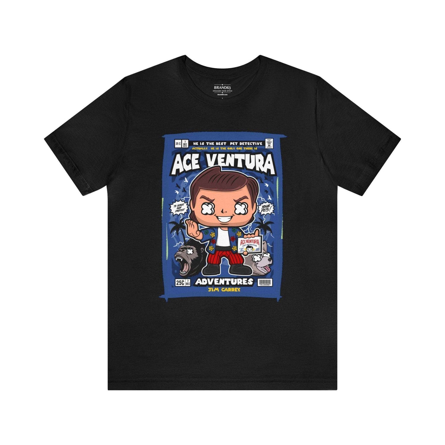 Ace Ventura Retro Comic Book-Pop Art Graphic T-shirt, Brand63