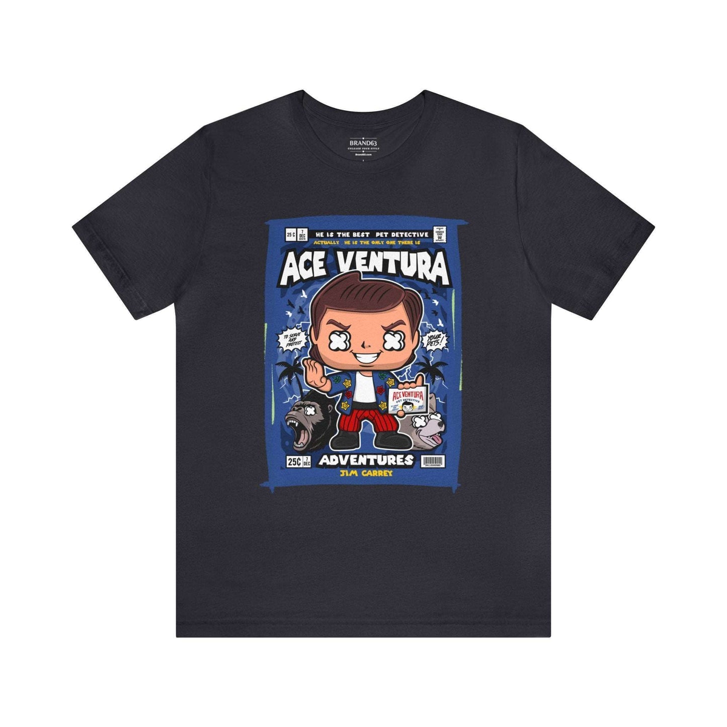 Ace Ventura Retro Comic Book-Pop Art Graphic T-shirt, Brand63