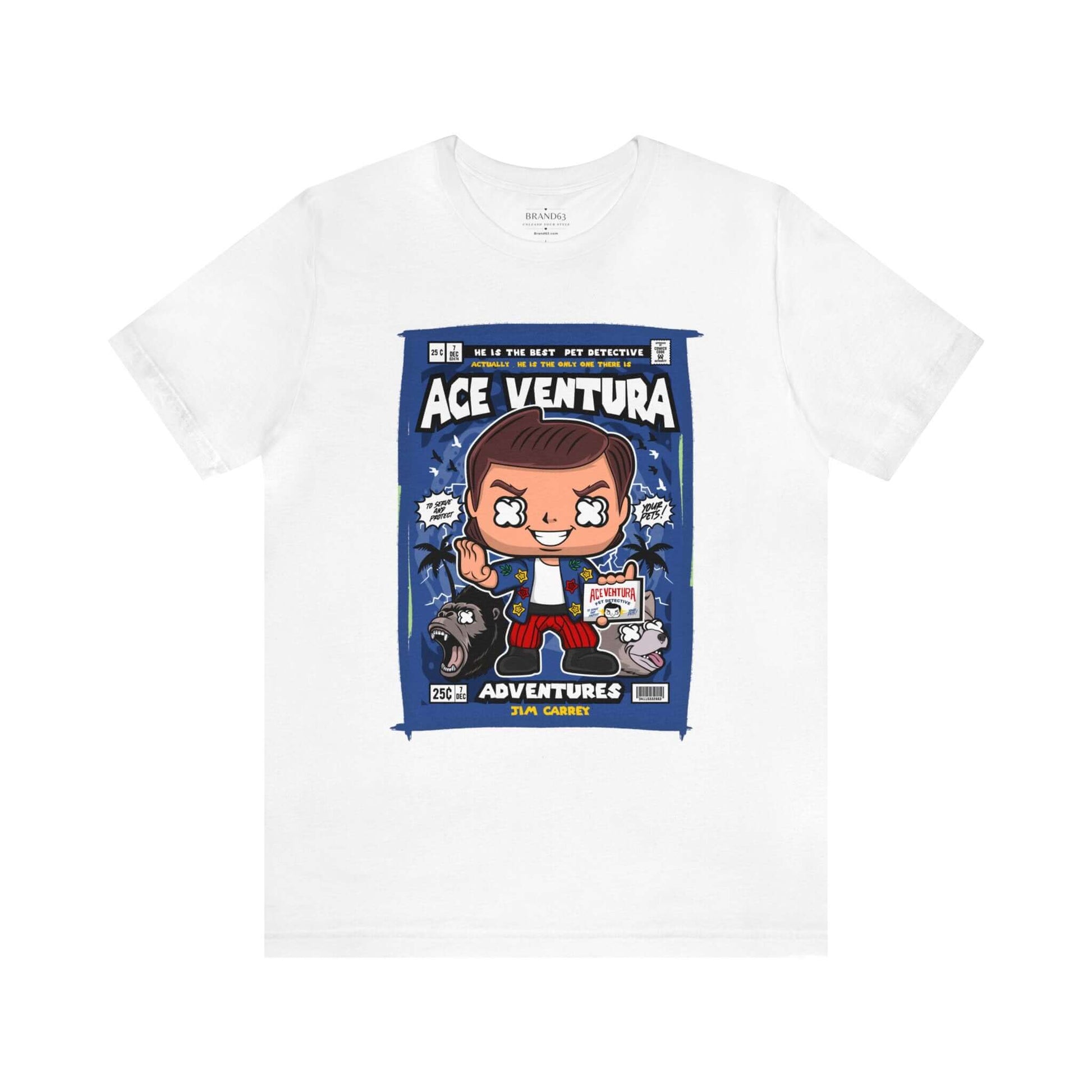Ace Ventura Retro Comic Book-Pop Art Graphic T-shirt, Brand63