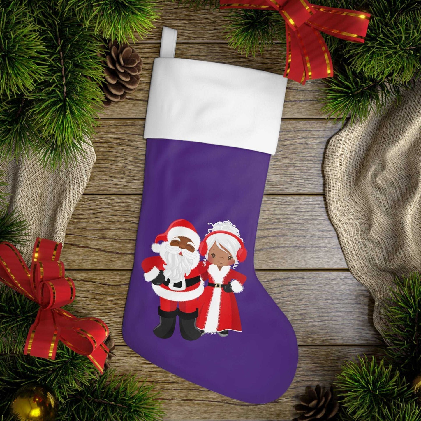 African American Santa & Mrs. Claus Holiday Stocking | Best Deals & Free Shipping | Best Deals & Free Shipping | Best Deals & Free Shipping, Brand63