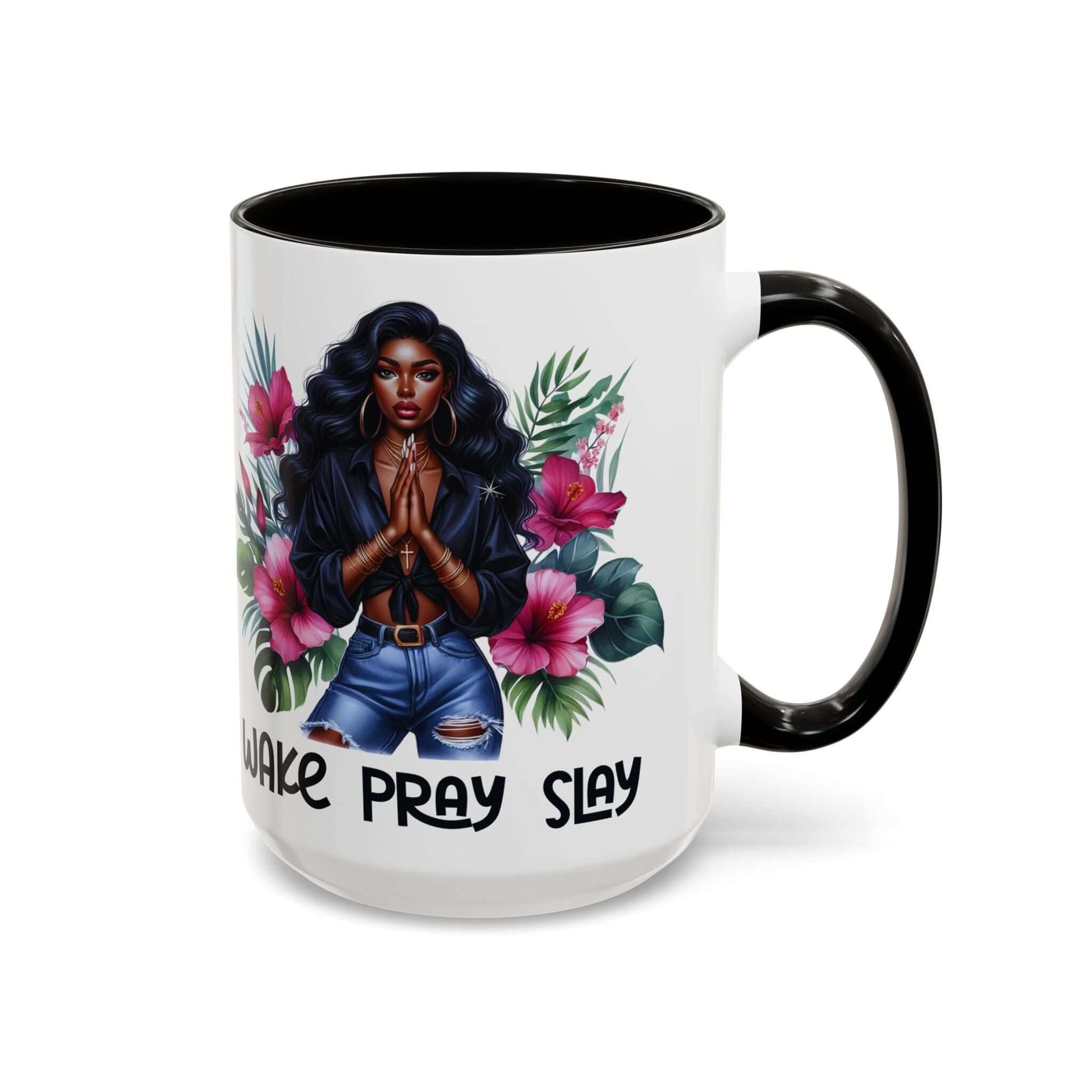 Afro-Chic Mug - 'Wake, Pray, Slay' Beautiful Vivid Portrait Coffee Cup | Best Deals & Free Shipping | Best Deals & Free Shipping | Best Deals & Free Shipping, Brand63