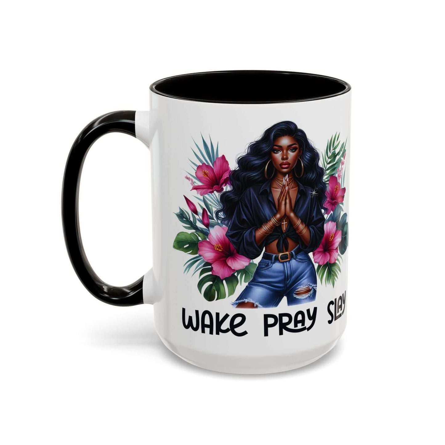 Afro-Chic Mug - 'Wake, Pray, Slay' Beautiful Vivid Portrait Coffee Cup | Best Deals & Free Shipping | Best Deals & Free Shipping | Best Deals & Free Shipping, Brand63