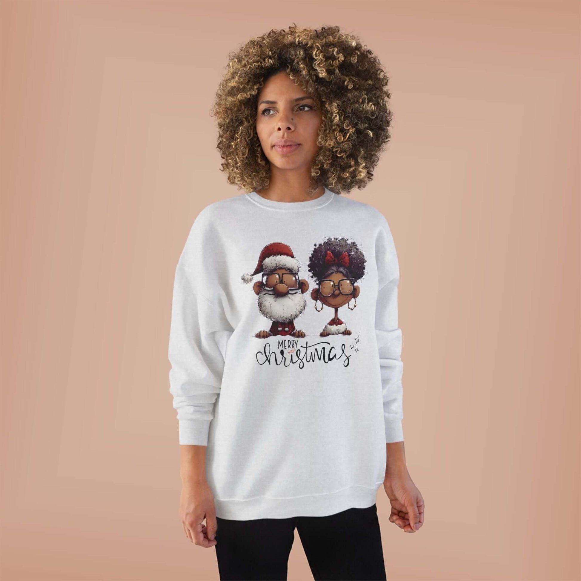 Afrocentric Christmas Black Santa & Mrs. Claus Crew Neck Sweatshirt, Brand63