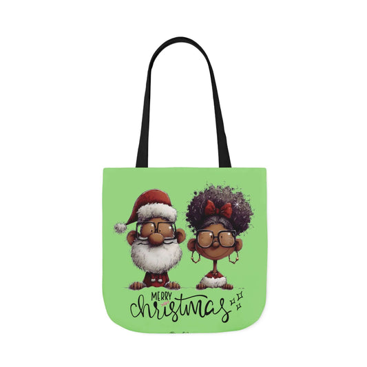 Afrocentric Christmas Tote Bag – Santa & Mrs. Claus Edition (Green), Brand63