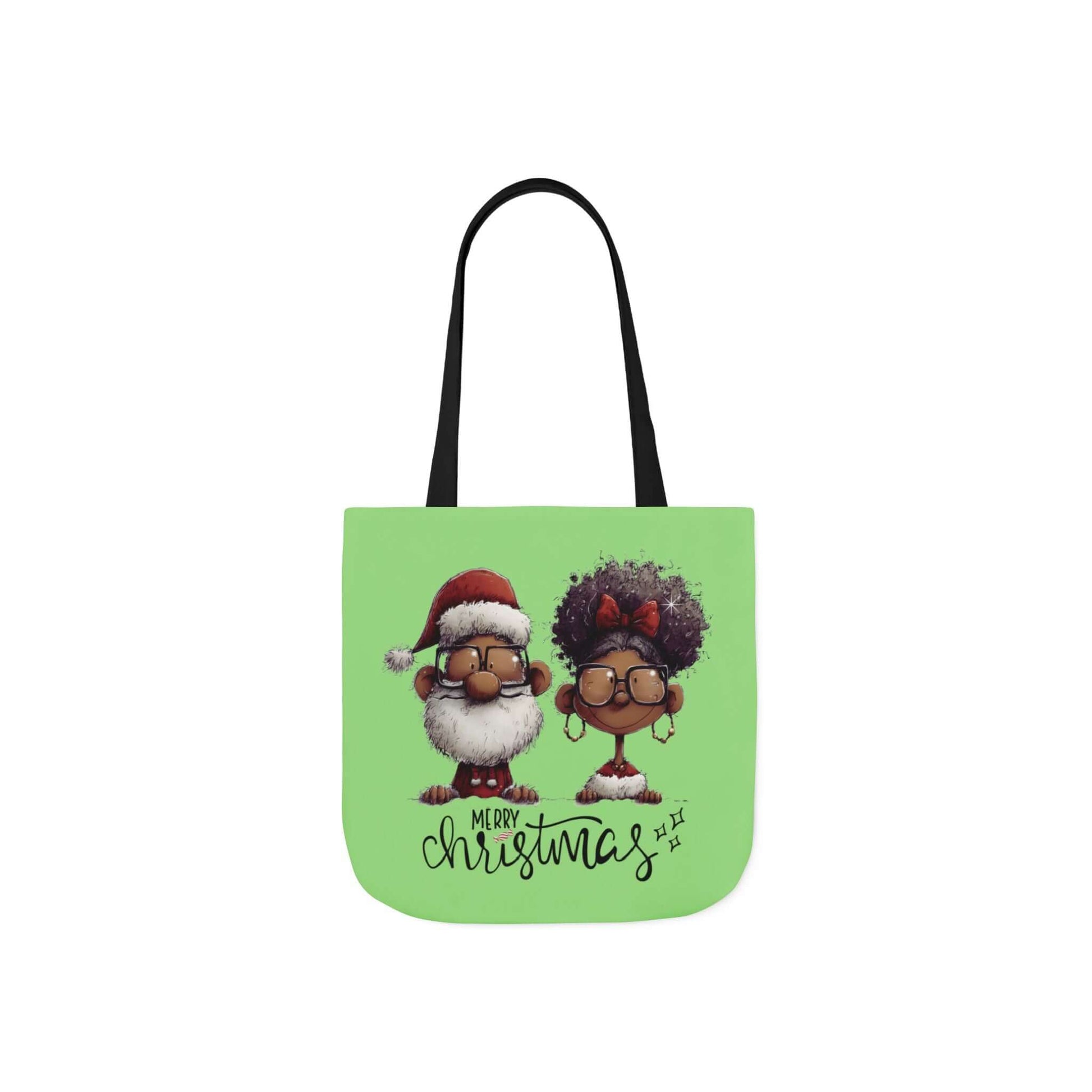 Afrocentric Christmas Tote Bag – Santa & Mrs. Claus Edition (Green), Brand63