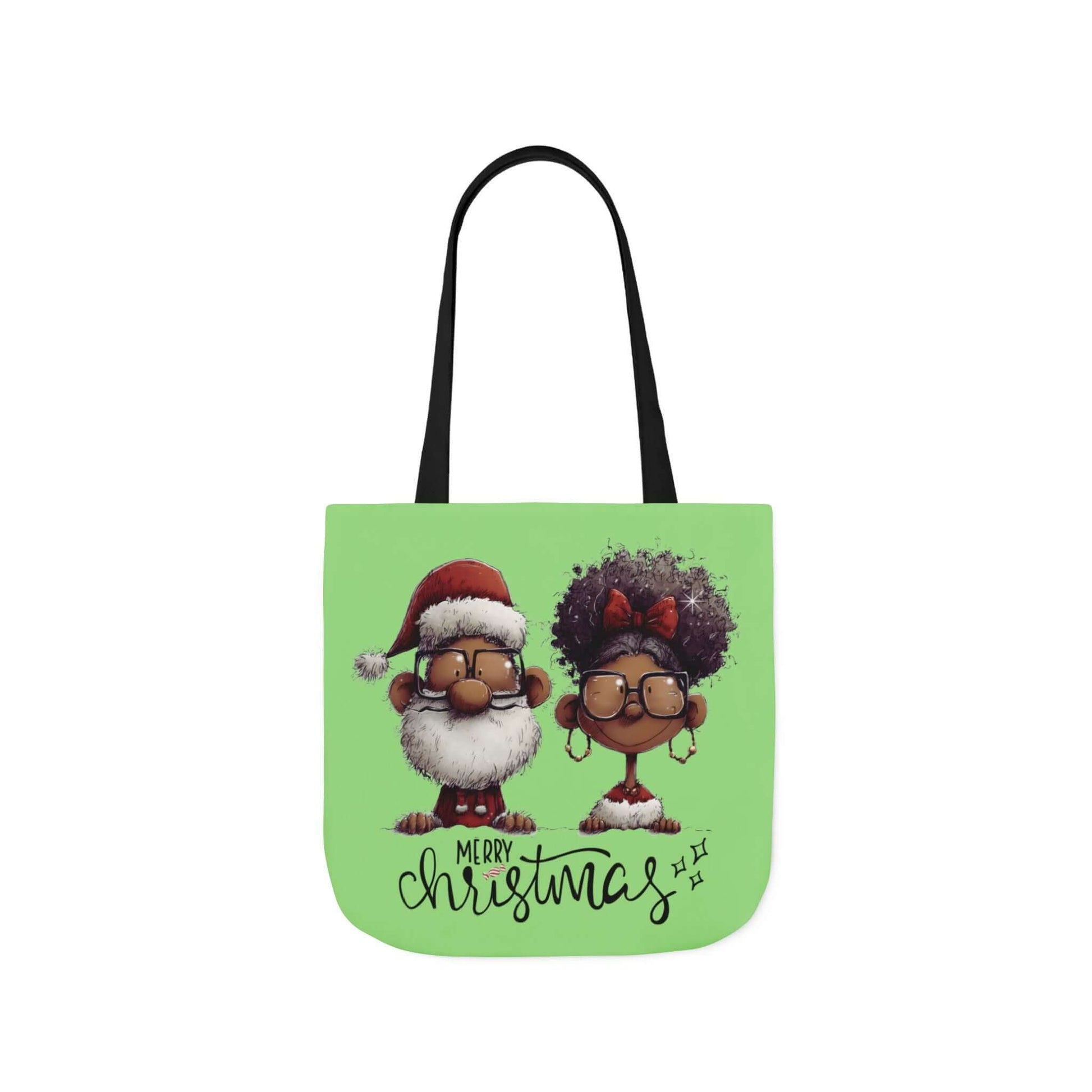 Afrocentric Christmas Tote Bag – Santa & Mrs. Claus Edition (Green), Brand63
