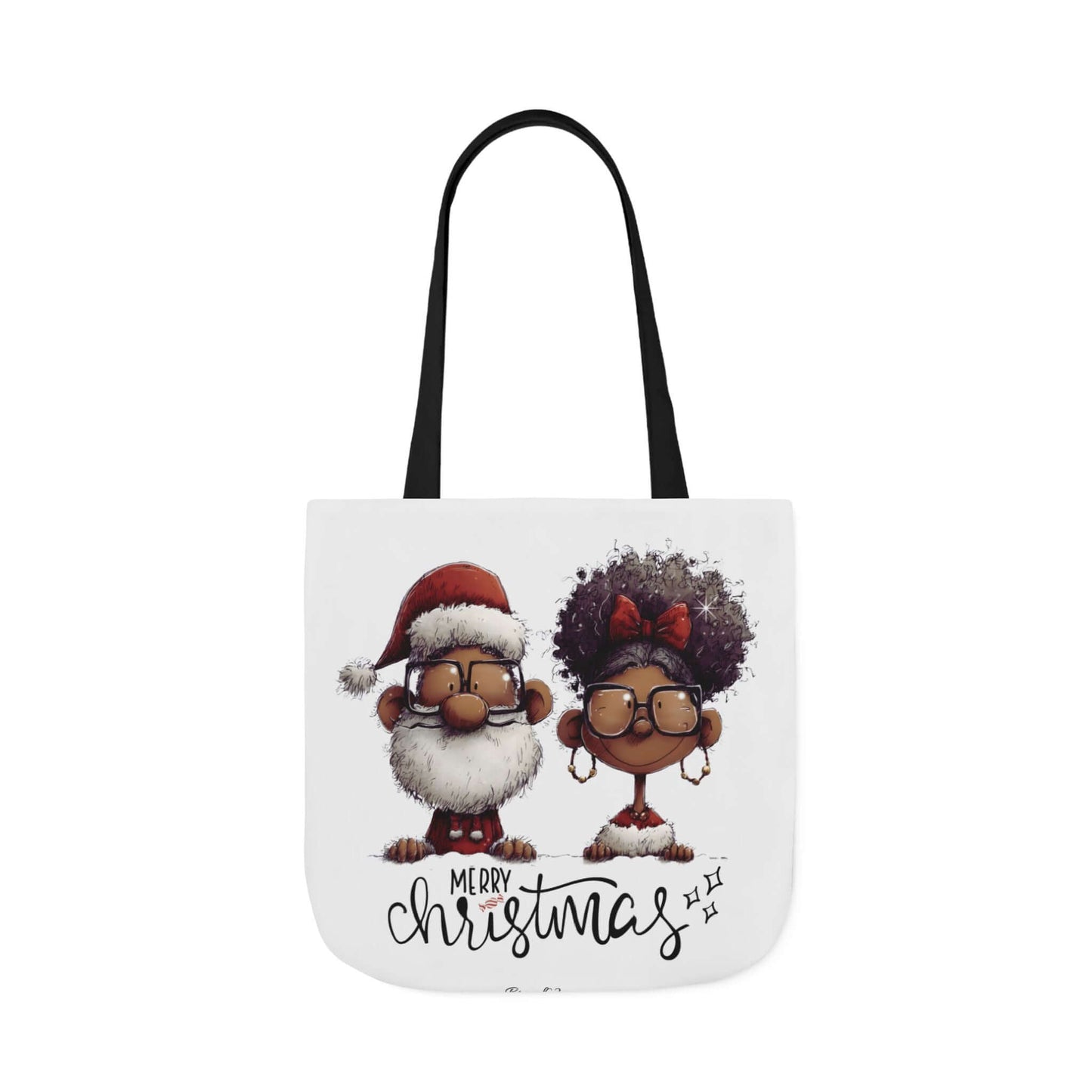 Afrocentric Christmas Tote Bag – Santa & Mrs. Claus Edition (White), Brand63
