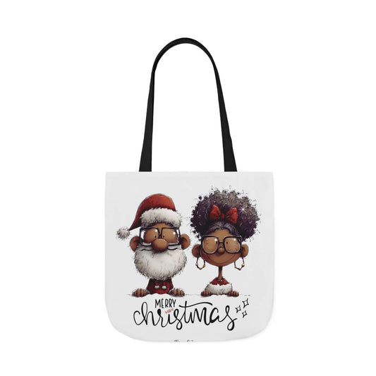 Afrocentric Christmas Tote Bag – Santa & Mrs. Claus Edition (White), Brand63