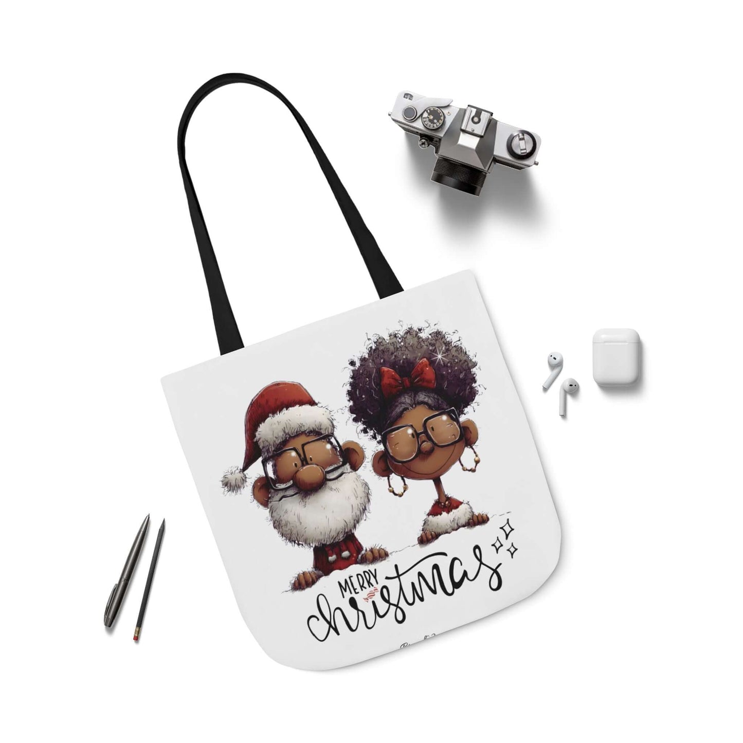 Afrocentric Christmas Tote Bag – Santa & Mrs. Claus Edition (White), Brand63