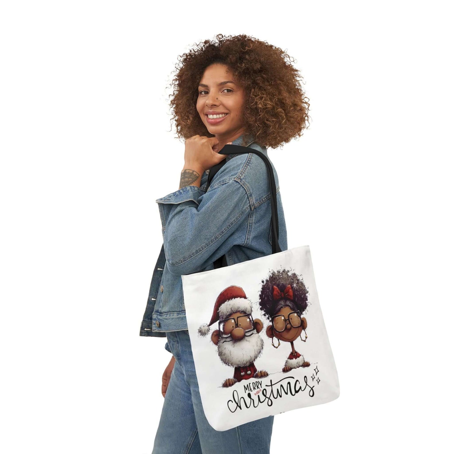 Afrocentric Christmas Tote Bag – Santa & Mrs. Claus Edition (White), Brand63