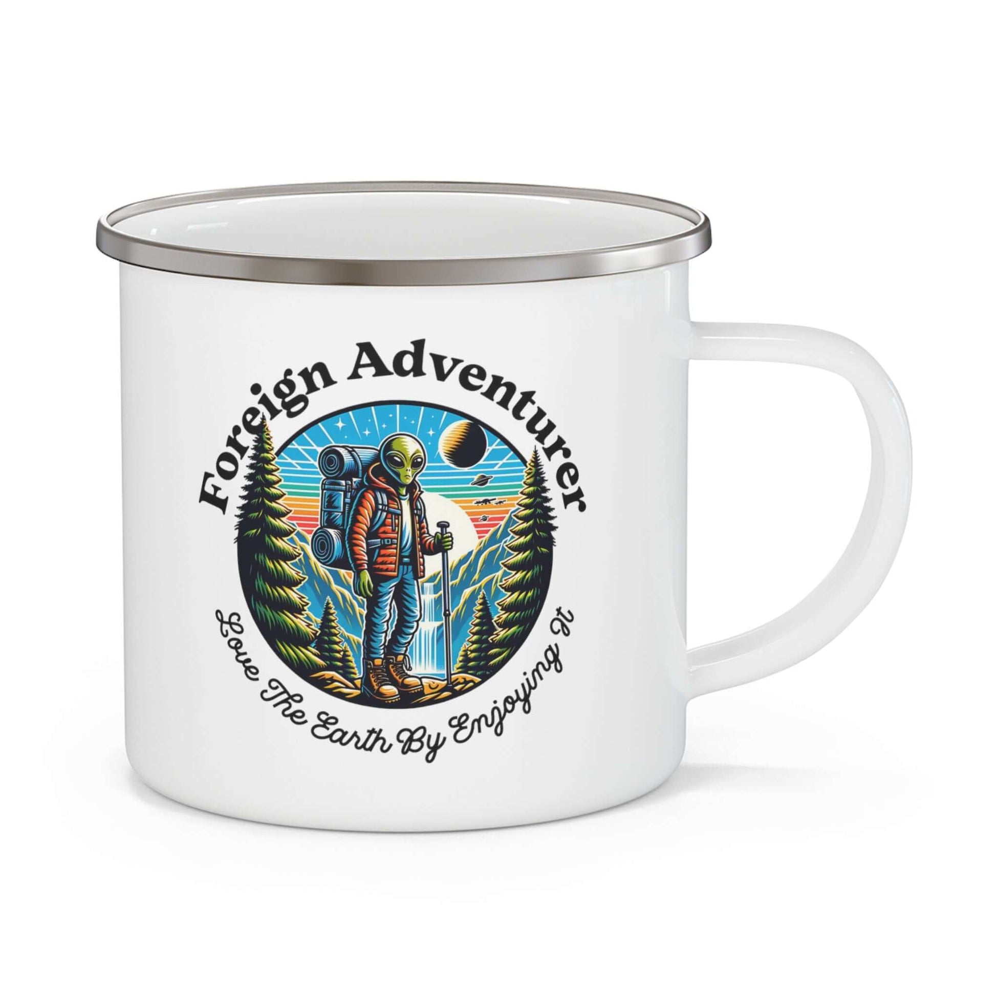 Alien Hiker Outdoor Adventure Camping Mug, Brand63