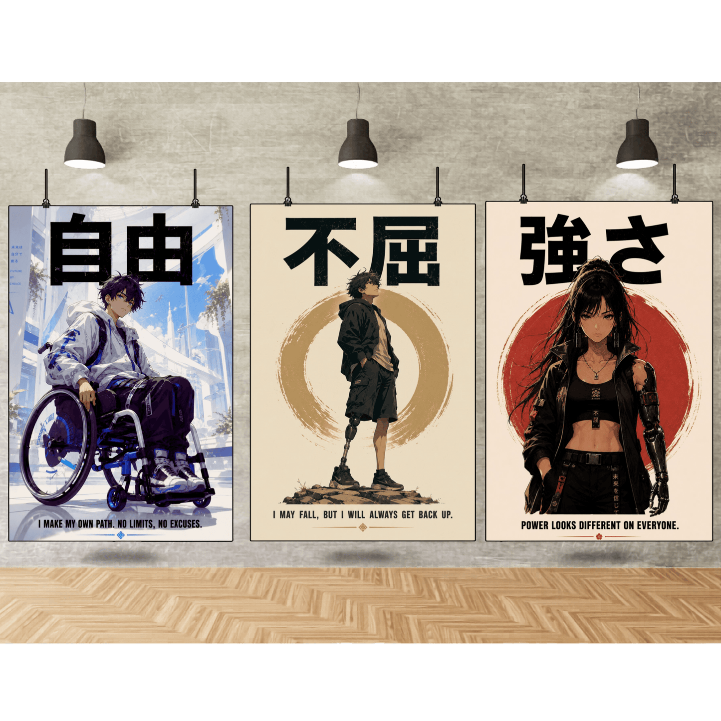 Anime Disabled Heroes Printable Poster Set | 4-Pack Digital Download Wall Art, Brand63
