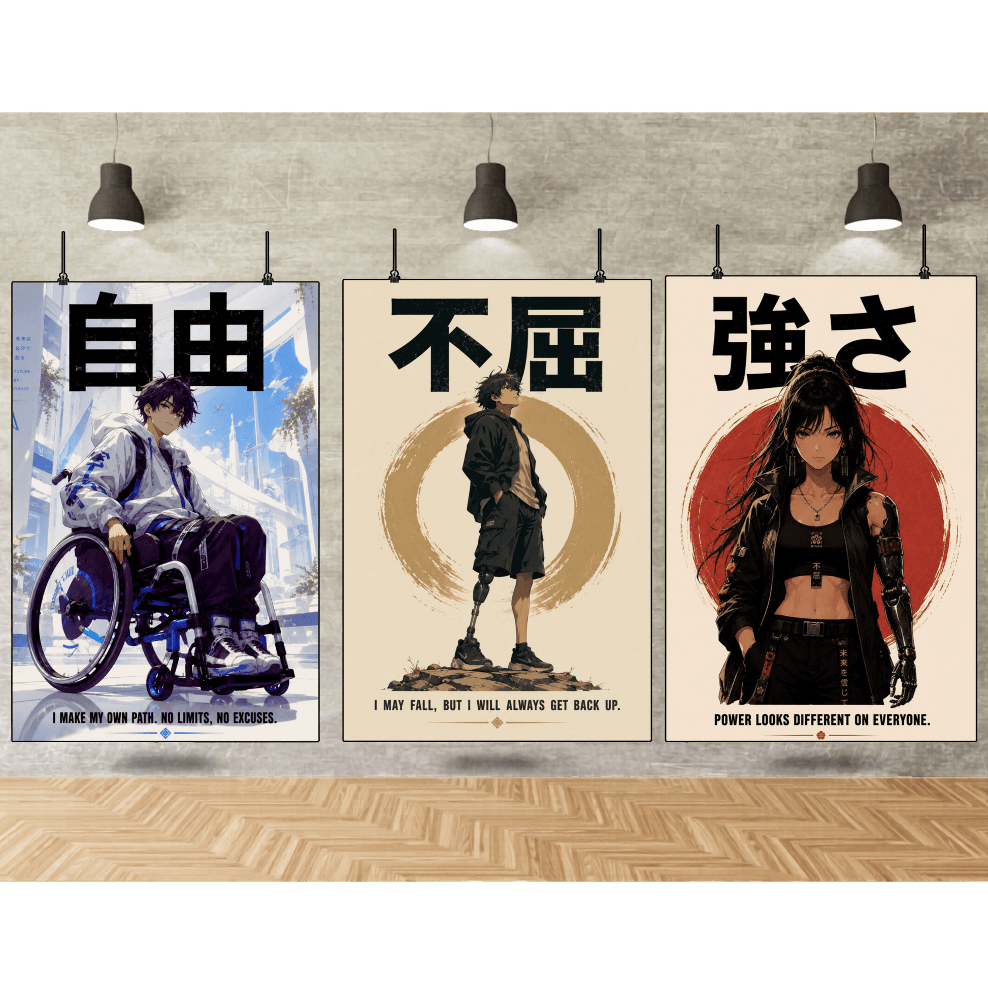 Anime Disabled Heroes Printable Poster Set | 4-Pack Digital Download Wall Art, Brand63