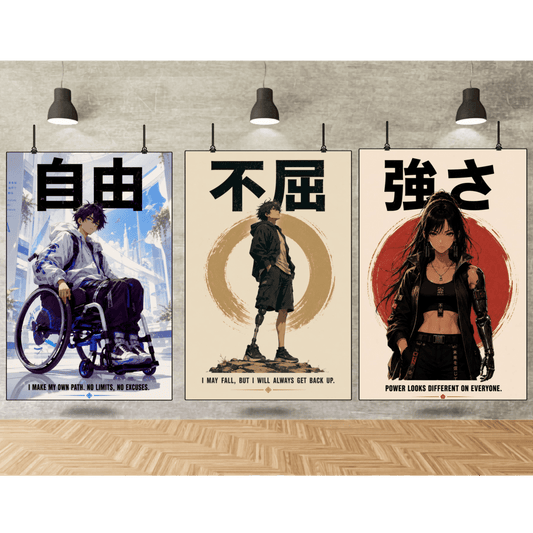 Anime Disabled Heroes Printable Poster Set | 4-Pack Digital Download Wall Art, Brand63