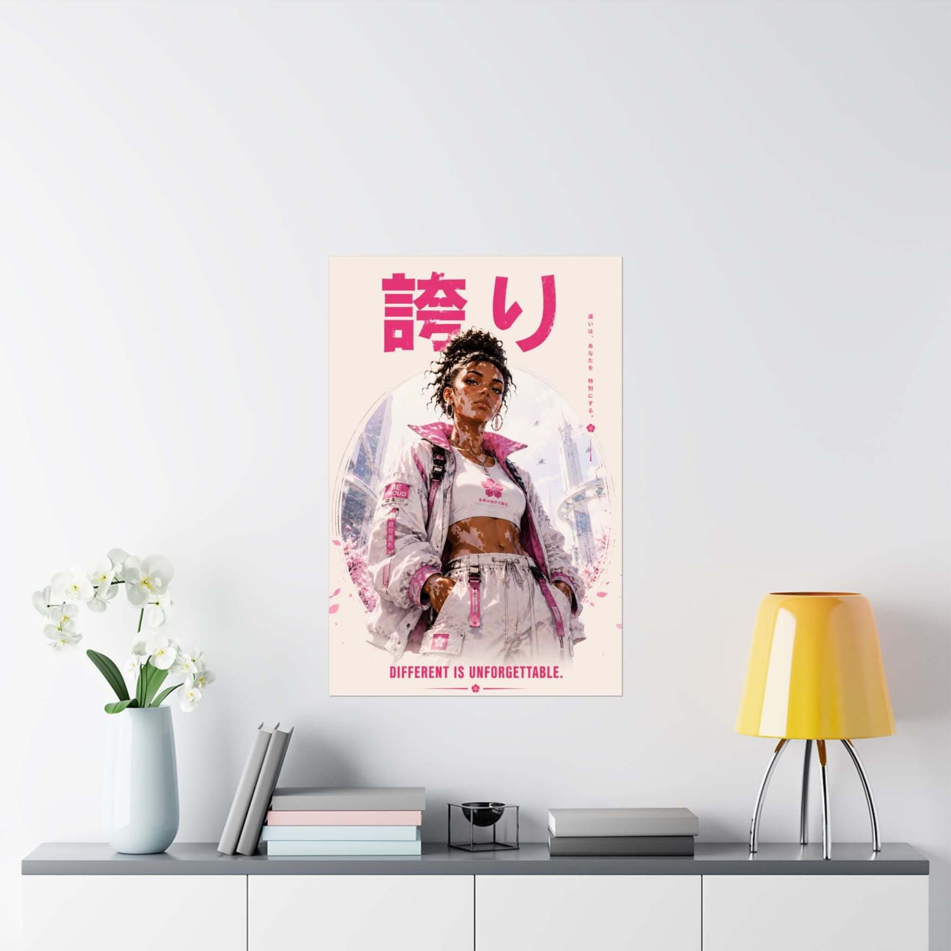 Anime Girl with Vitiligo Autoimmune Disorder Motivational Printable Wall Art, Brand63