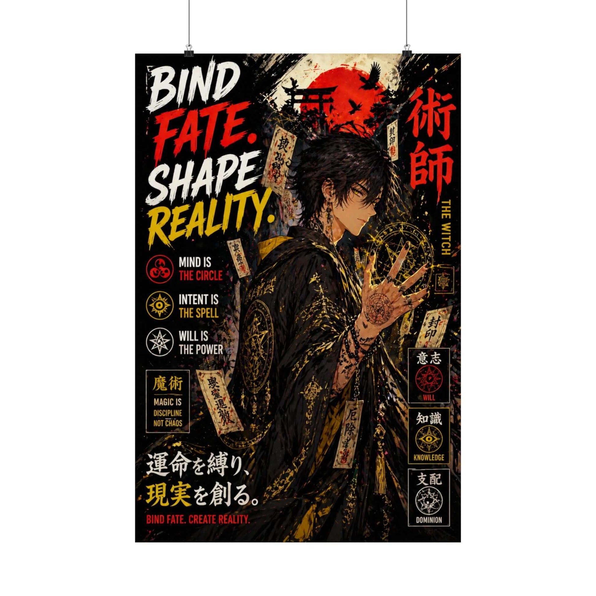 Anime Male Witchy Wicca Printable Wall Art, Dark Magic Poster, Brand63