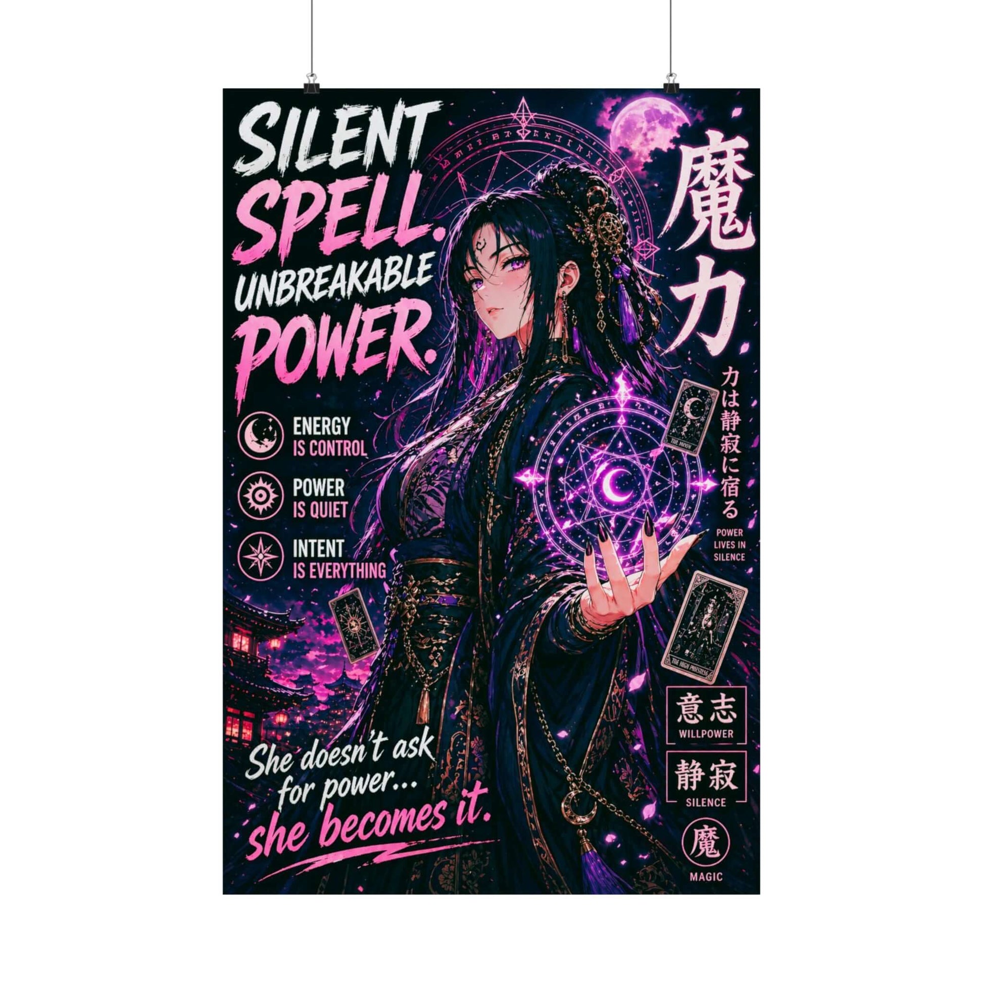 Anime Witchy Wall Art, Dark Feminine Poster, Mystic Anime Girl Decor, Brand63