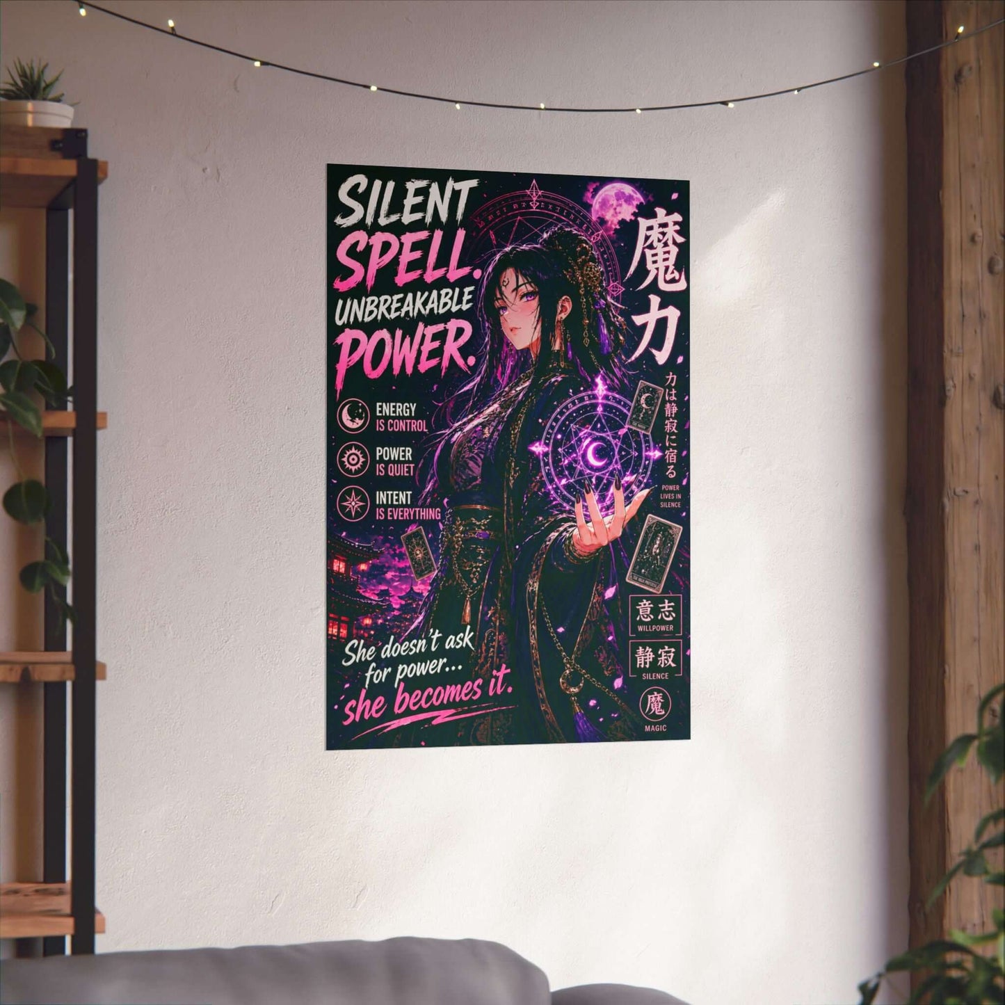 Anime Witchy Wall Art, Dark Feminine Poster, Mystic Anime Girl Decor, Brand63