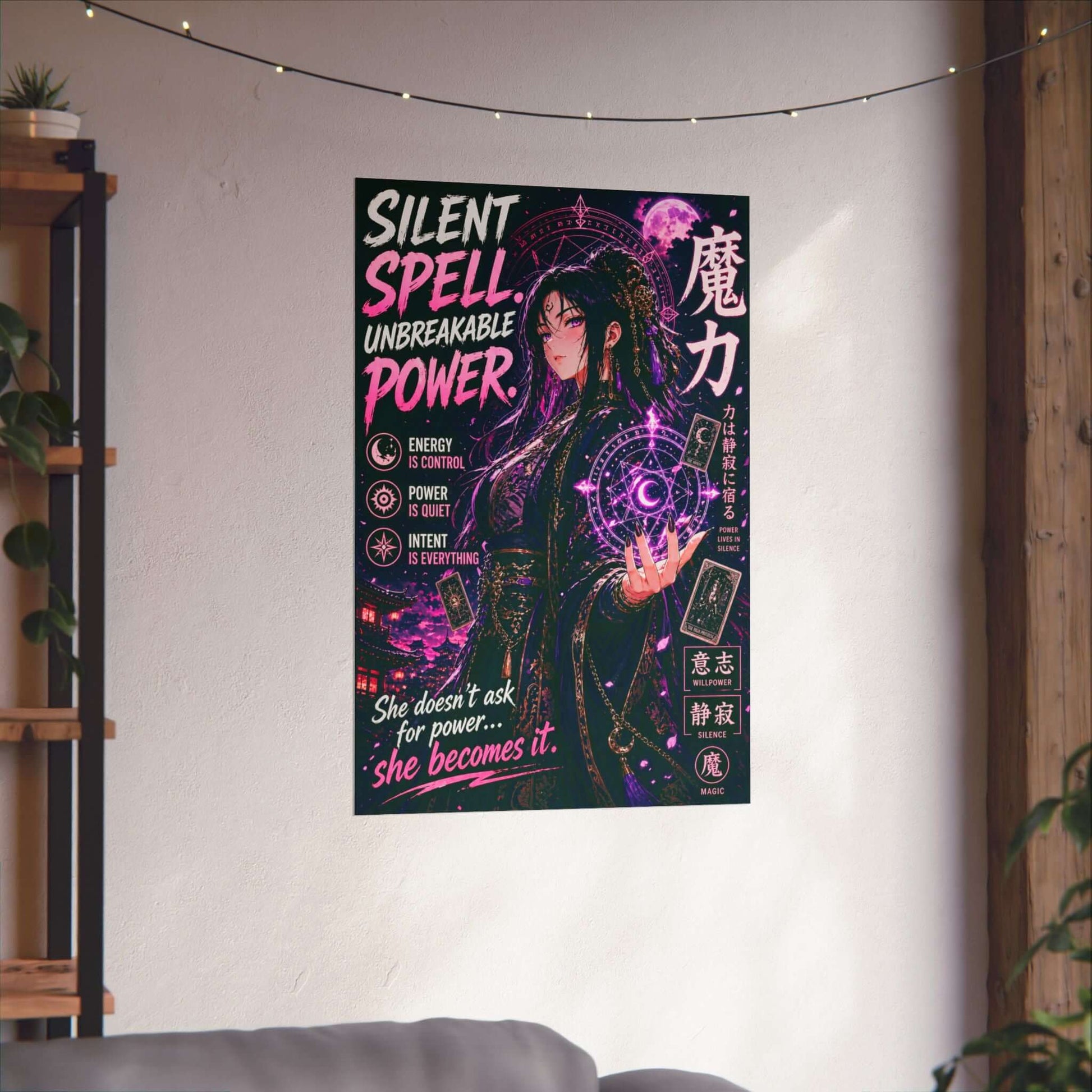 Anime Witchy Wall Art, Dark Feminine Poster, Mystic Anime Girl Decor, Brand63