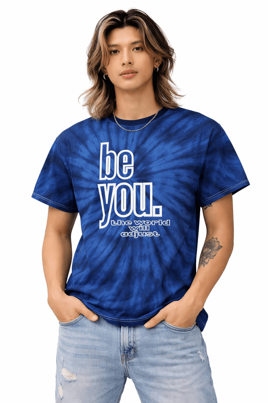 "Be You" Tie-Dye Tee — Inspirational Blue Cotton T-Shirt, Brand63