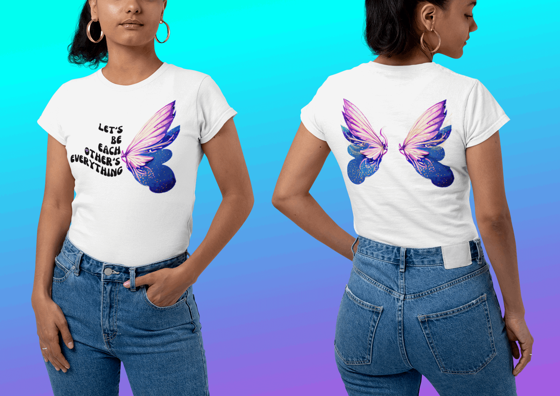 Beautiful Together Butterfly! - Jersey T-Shirt | Front and Back Printed Tee, Brand63